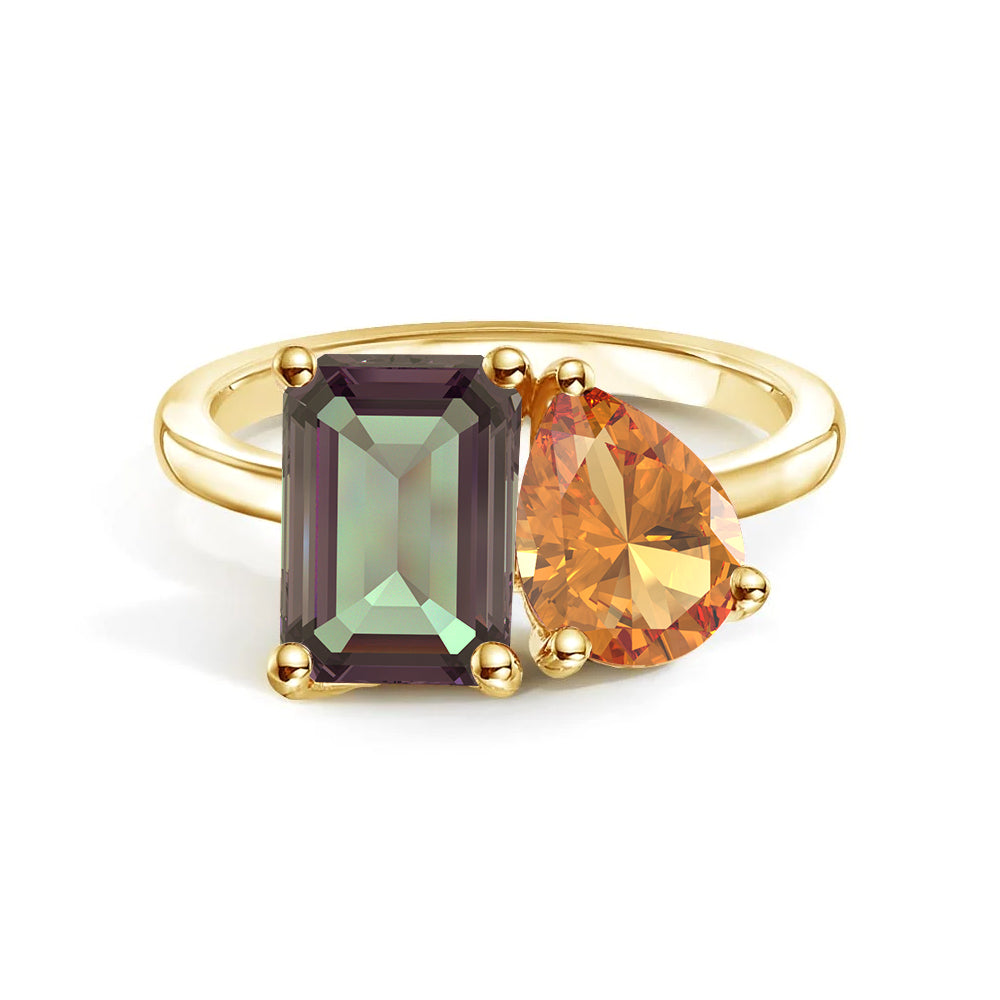 Personalized Alexandrite Toi et Moi Anniversary Ring - Custom Birthstone Jewelry for Couples, Engagements & Romantic Gifts