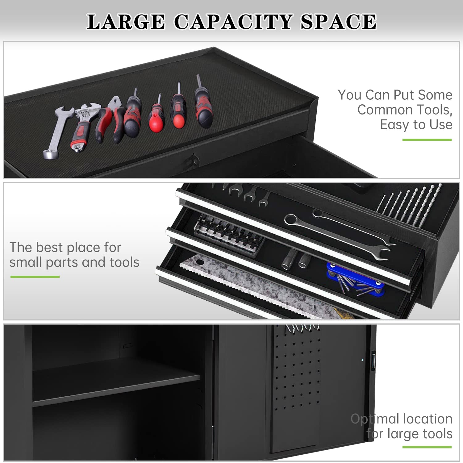 5-Drawer Rolling Tool Chest with Lockable Drawers & 4 Wheels - High Capacity Tool Storage Cabinet for Garage, Warehouse & Workshop Organization (Black) - Perfect for Professional Mechanics & DIY Home Improvement Projects