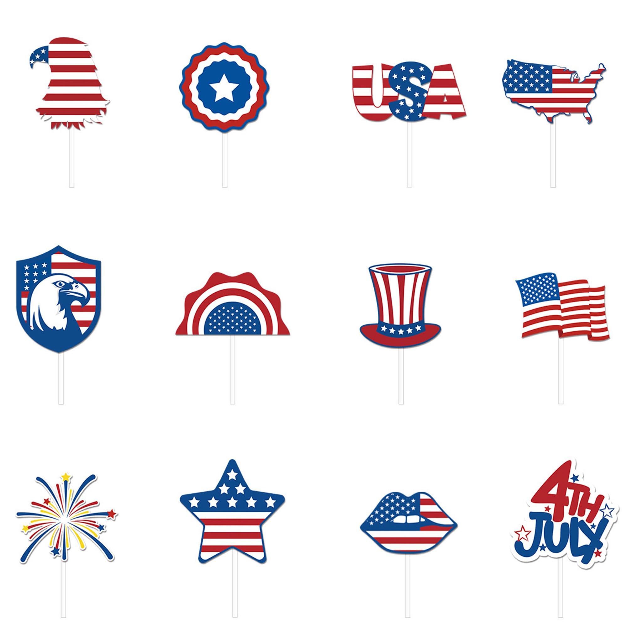 24-Piece Patriotic Cupcake Toppers for 4th of July - Red, White & Blue Independence Day Decorations | Perfect for Cupcake Decorating, Birthday Parties & Holiday Celebrations