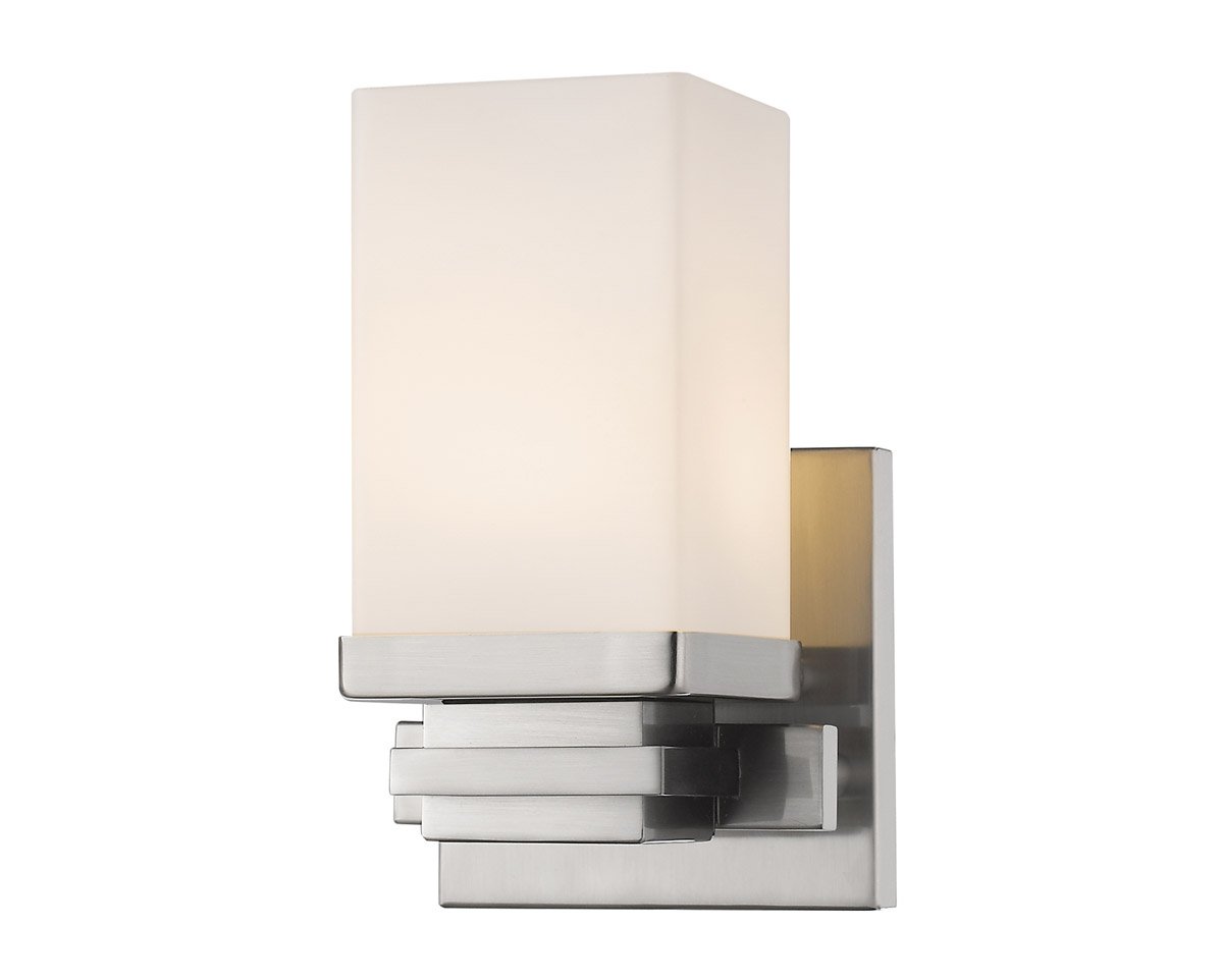1-Light Wall Sconce with Brushed Nickel Finish & Integrated LED Bulb - 5 Inch, 8 Watts - Perfect for Bedroom, Hallway, and Entryway Lighting