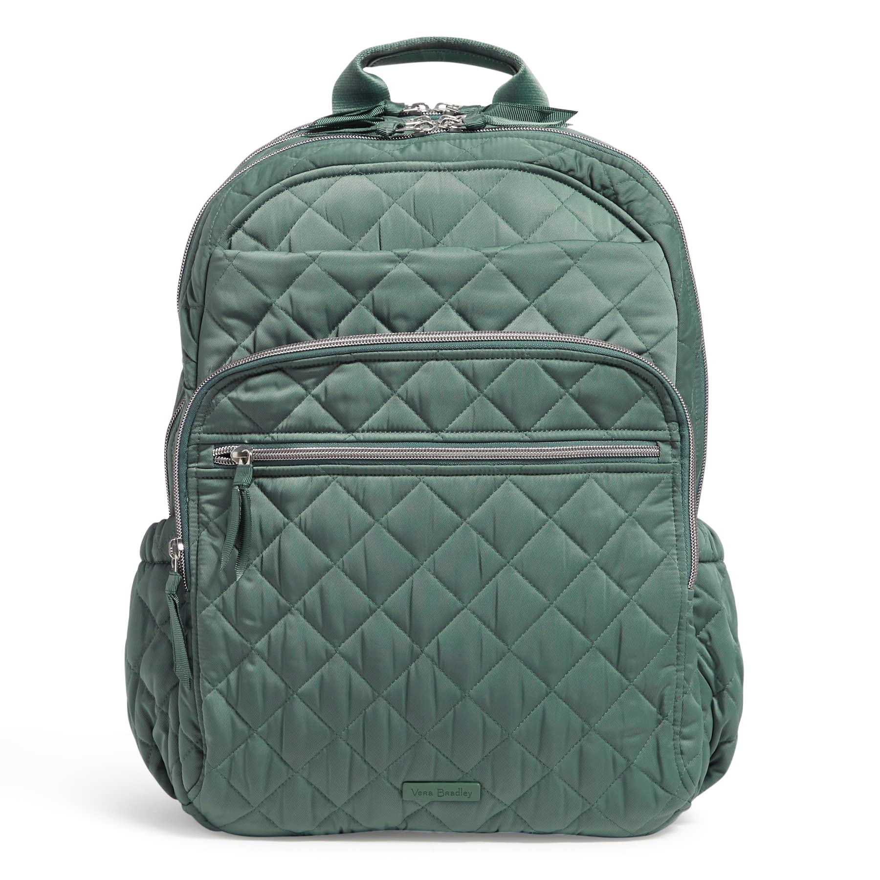 Vera Bradley Women's Performance Twill XL Campus Backpack - Olive Leaf - Spacious Laptop Bag for College, Work & Travel - Durable School Backpack with USB Port & Padded Straps