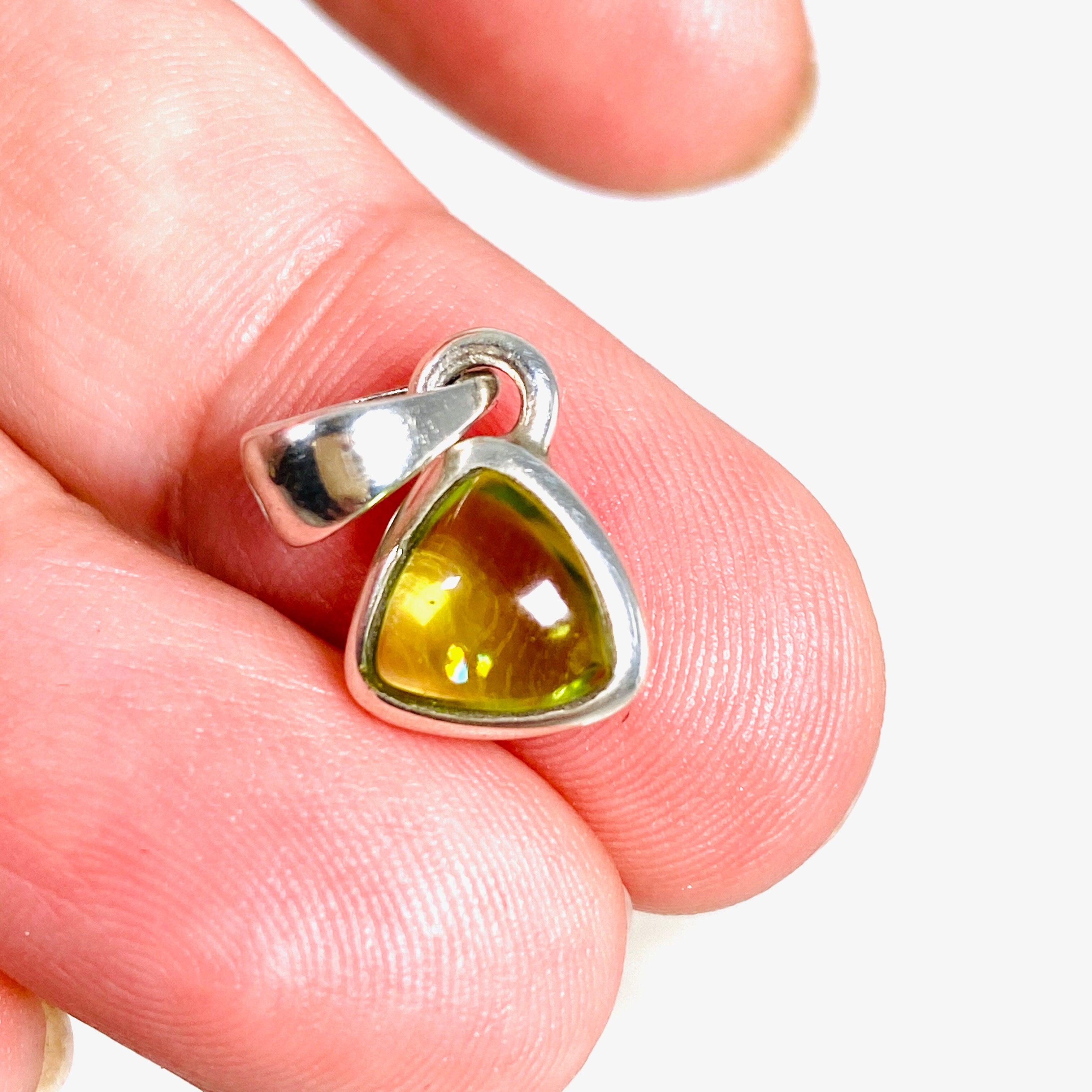 Natural Peridot Triangle Cabochon Pendant - Dainty Green Gemstone Jewelry for Women - Perfect for Everyday Wear & Special Occasions