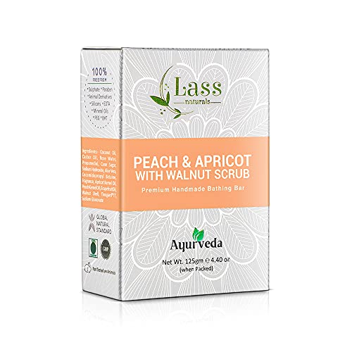 Handmade Peach Apricot Walnut Scrub Soap - 125g (3-Pack) for Flawless Skin Care & Exfoliation