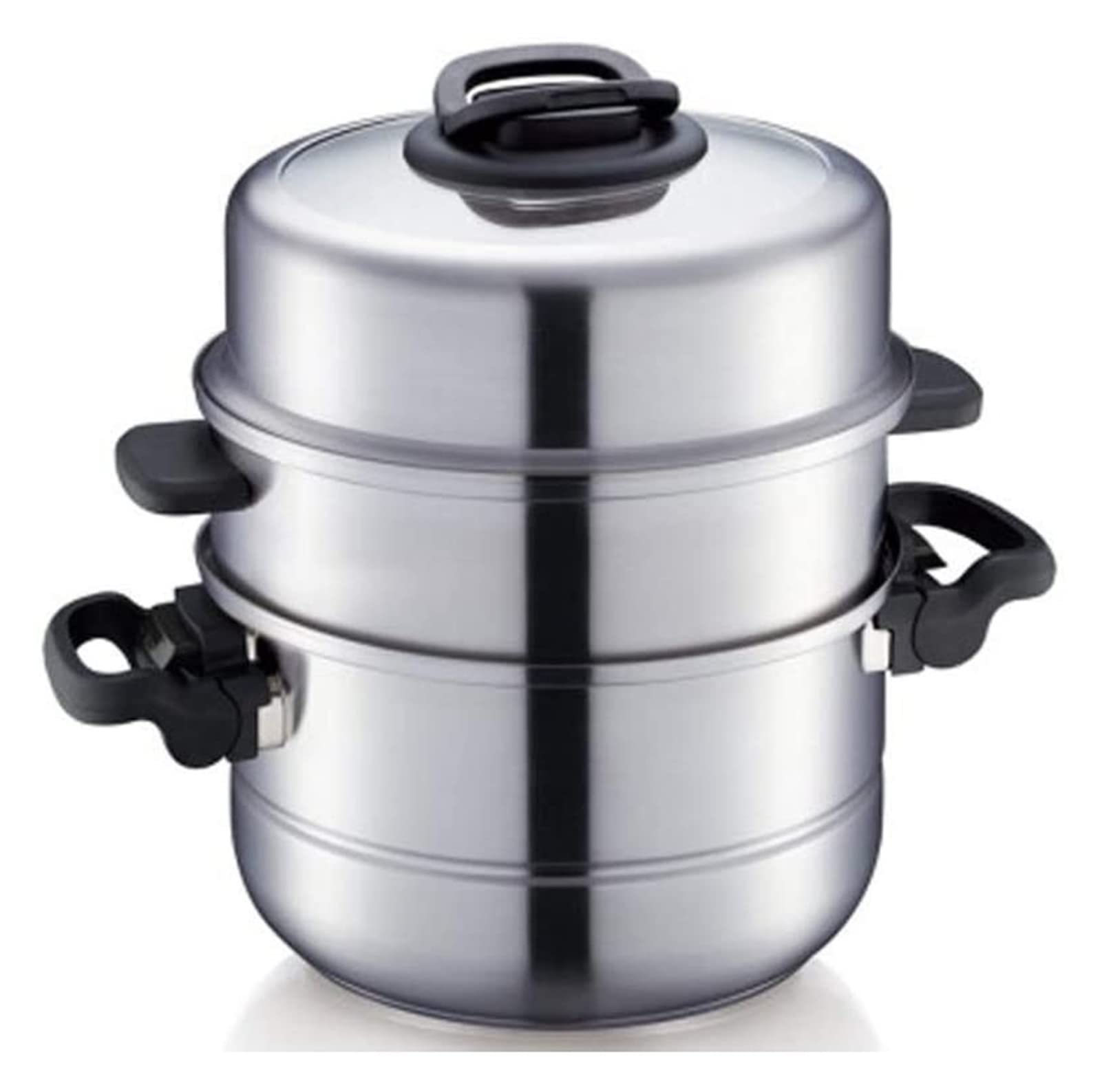 Handiya Multi-Function 304 Stainless Steel Wok Pot with Steamer - 3-Layer Stackable Design, Double Bottom for Even Heating - Perfect for Asian Cooking, Steaming Vegetables & Making Soups