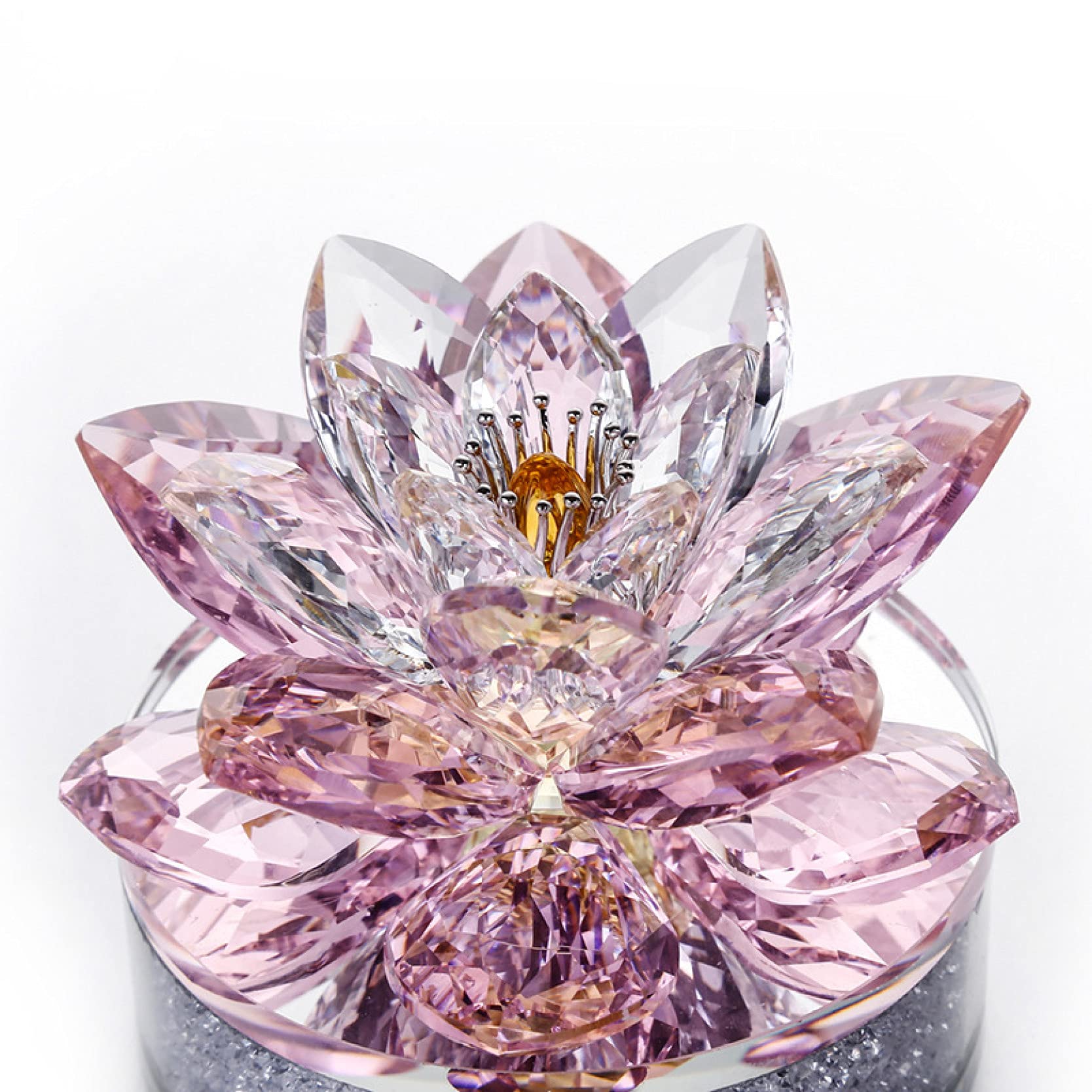 Sparkling Crystal Lotus Flower Figurine - Elegant Home Decor, Paperweight & Collectible Gift for Women, Mom, Girls | Perfect for Valentine's Day, Wedding Party Favors & Meditation Spaces
