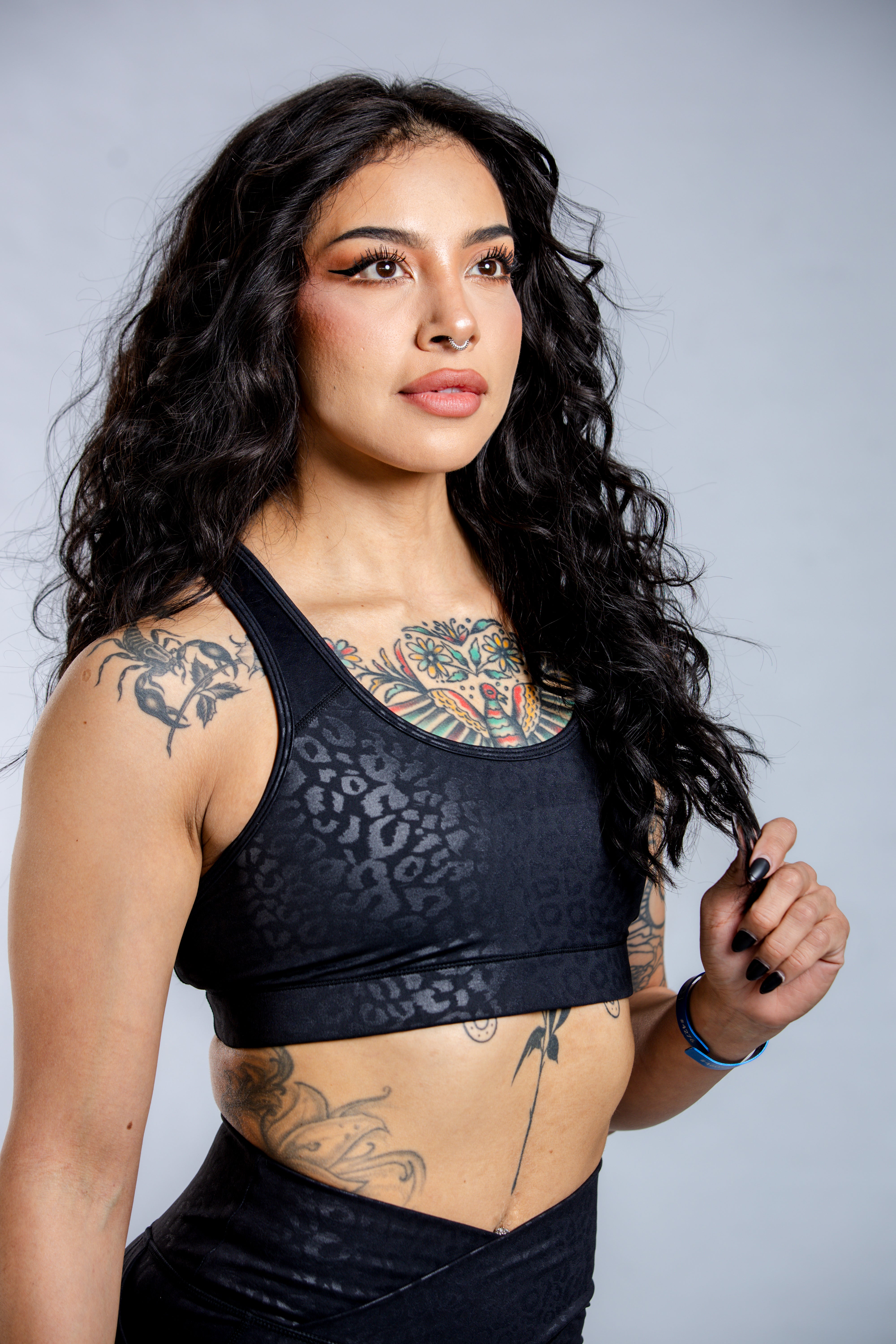 High-Performance Empowered Sports Bra - Black Leopard Print | Women's Workout & Yoga Support Top for Running, Gym & Active Lifestyle