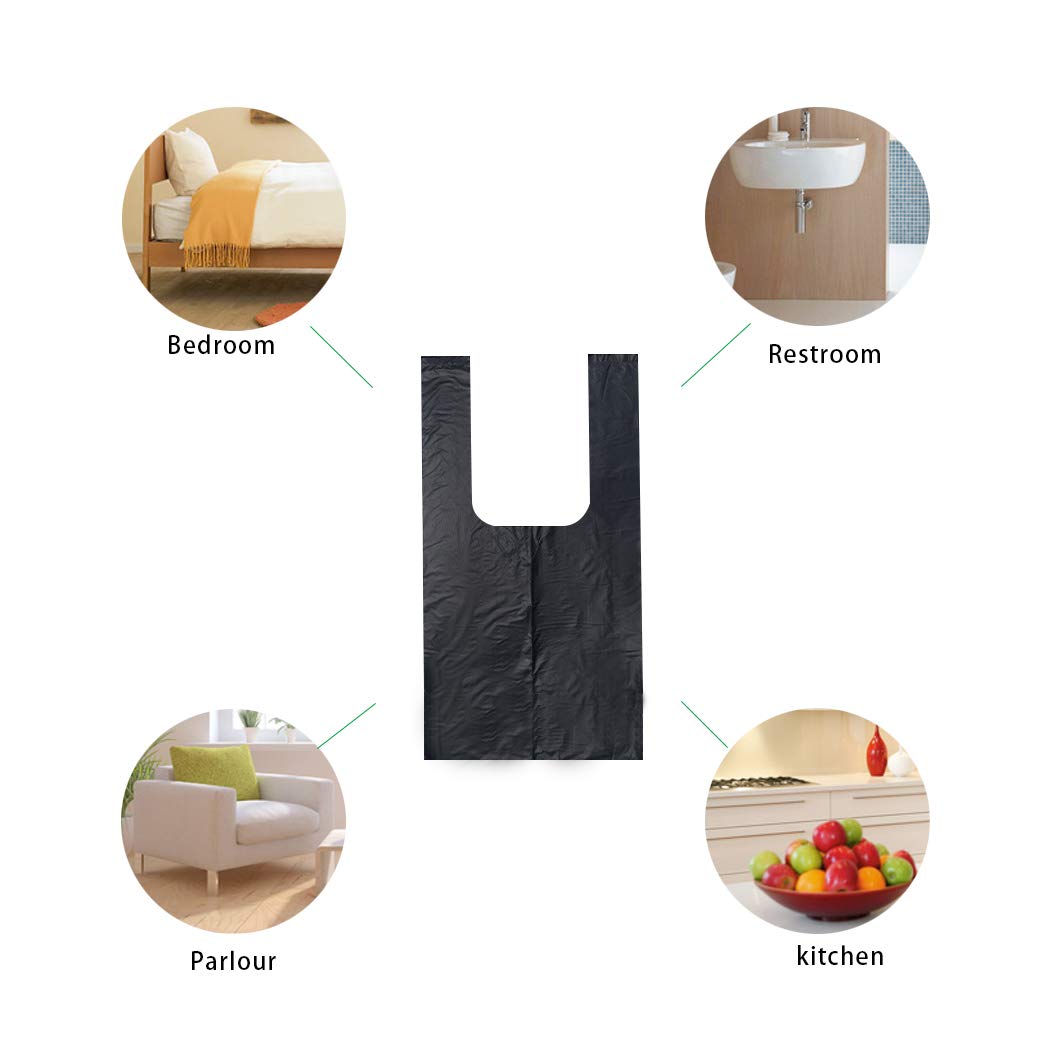 4 Gallon Kitchen Trash Bags with Handles - 100 Count Black Small Garbage Bags (45x60cm) for Bathroom, Office & Contractor Use - Heavy Duty Waste Disposal Solution