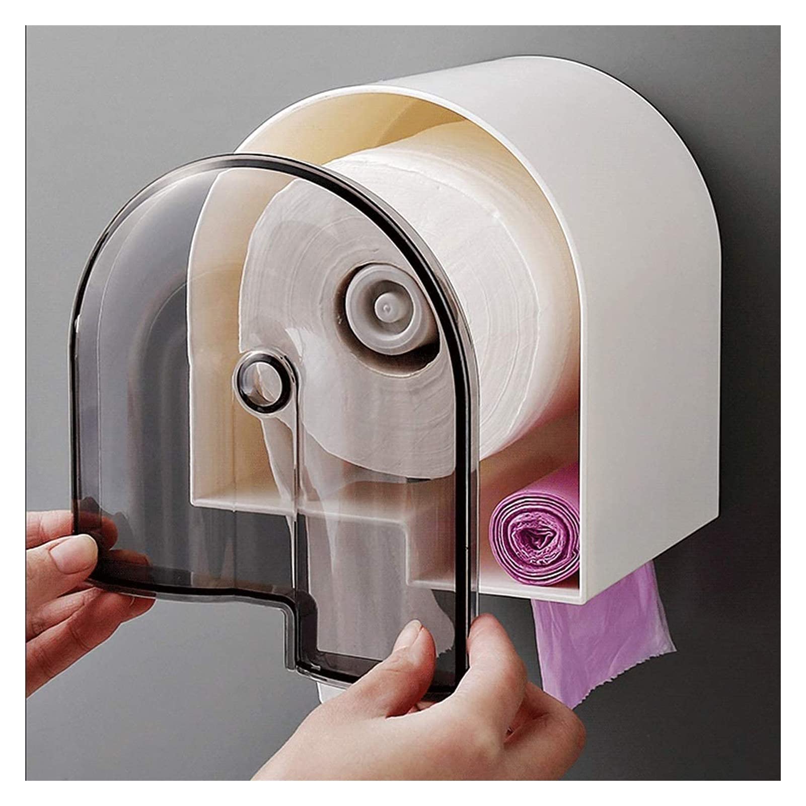 Adhesive Wall Mount Toilet Paper Holder - Translucent White Bathroom Tissue Roll Dispenser for Home, RV & Office | Space-Saving & Durable Design
