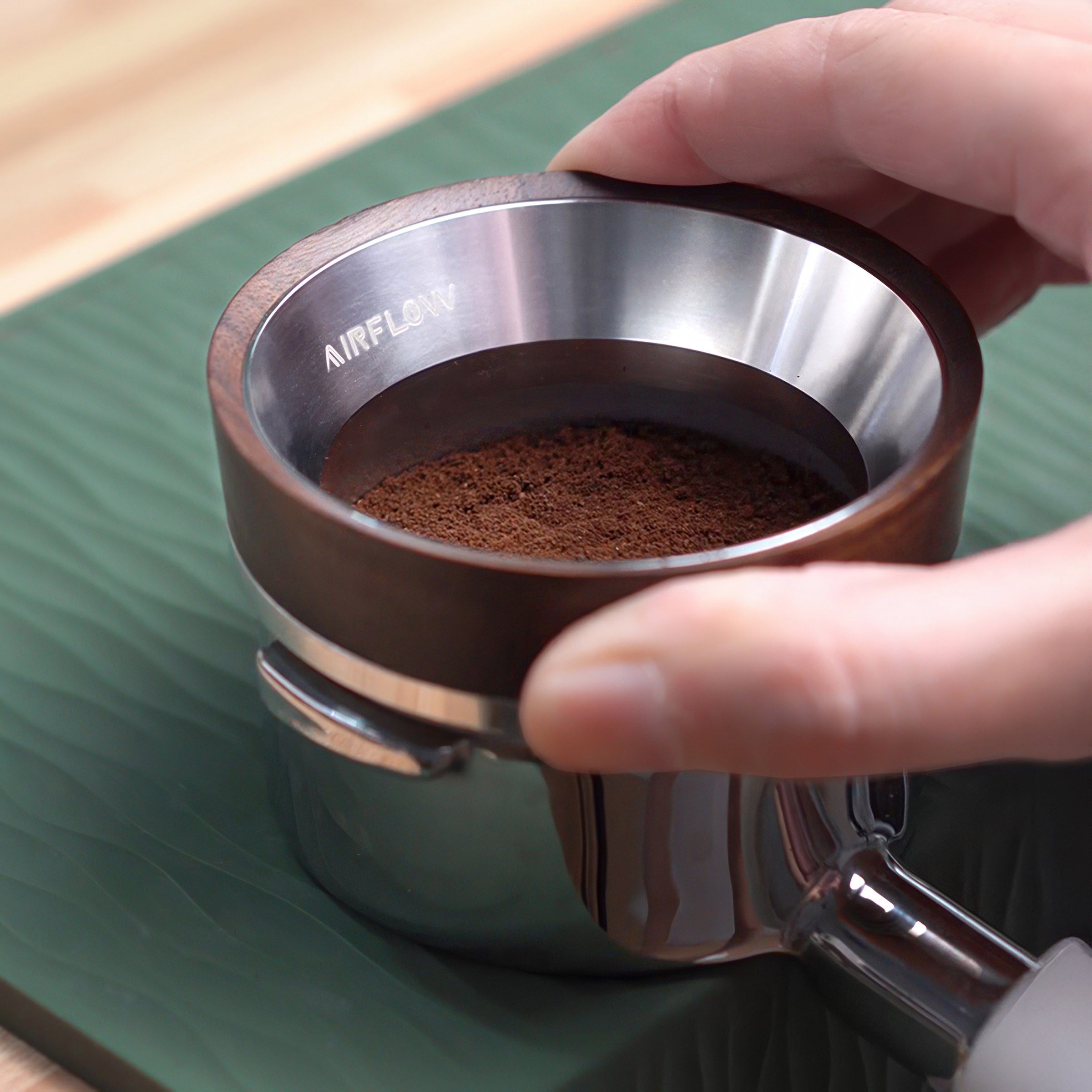 Premium 58mm Walnut Dosing Ring for Espresso - Perfect Coffee Grounds Distribution Tool for Baristas & Home Brewing
