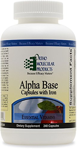 Ortho Molecular Products Alpha Base Multivitamin Capsules with Iron - 240 Count for Daily Energy & Immune Support - Perfect for Adults & Active Lifestyles