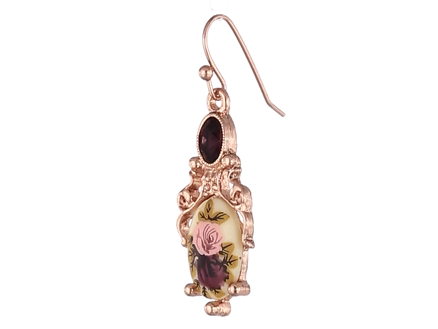 1928 Jewelry Manor House Floral Stone & Purple Crystal Drop Earrings for Women - Vintage Dangle Earrings for Party, Wedding, Evening Wear