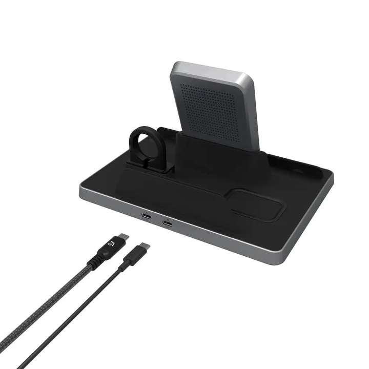 Adam Elements OMNIA Q5 5-in-1 Wireless Charging Station for iPhone, Samsung, AirPods, Apple Watch & Qi Devices - Fast Charging Pad with Nightstand Mode - Perfect for Home, Office & Travel (Black)