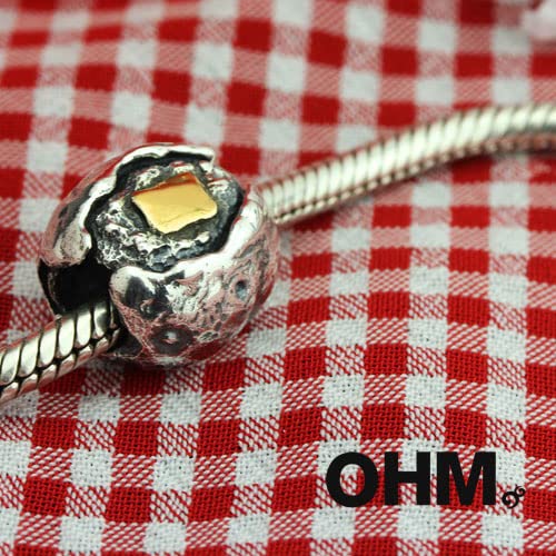 OHM Sterling Silver Potato Bead Charm for Jewelry Making - DIY Bracelet, Necklace & Crafting Supplies - Perfect for Handmade Gifts & Boho Style Accessories