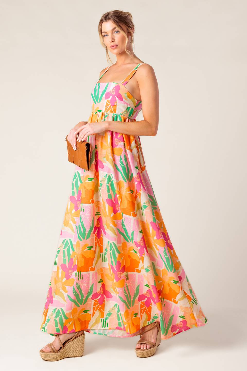 BON VOYAGE MAXI DRESS - Floral Print Summer Beach Dress for Women in Pink & Orange | Perfect for Vacation, Pool Party & Boho Outfit