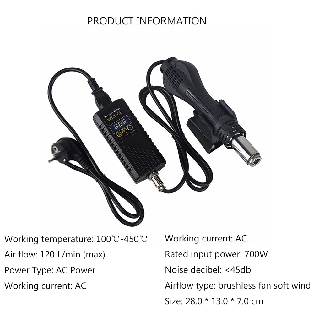 700W Digital Hot Air Gun with Temperature Control - Portable Desoldering Station for Smartphone & Electronics Repair | DIY, Soldering, Crafting