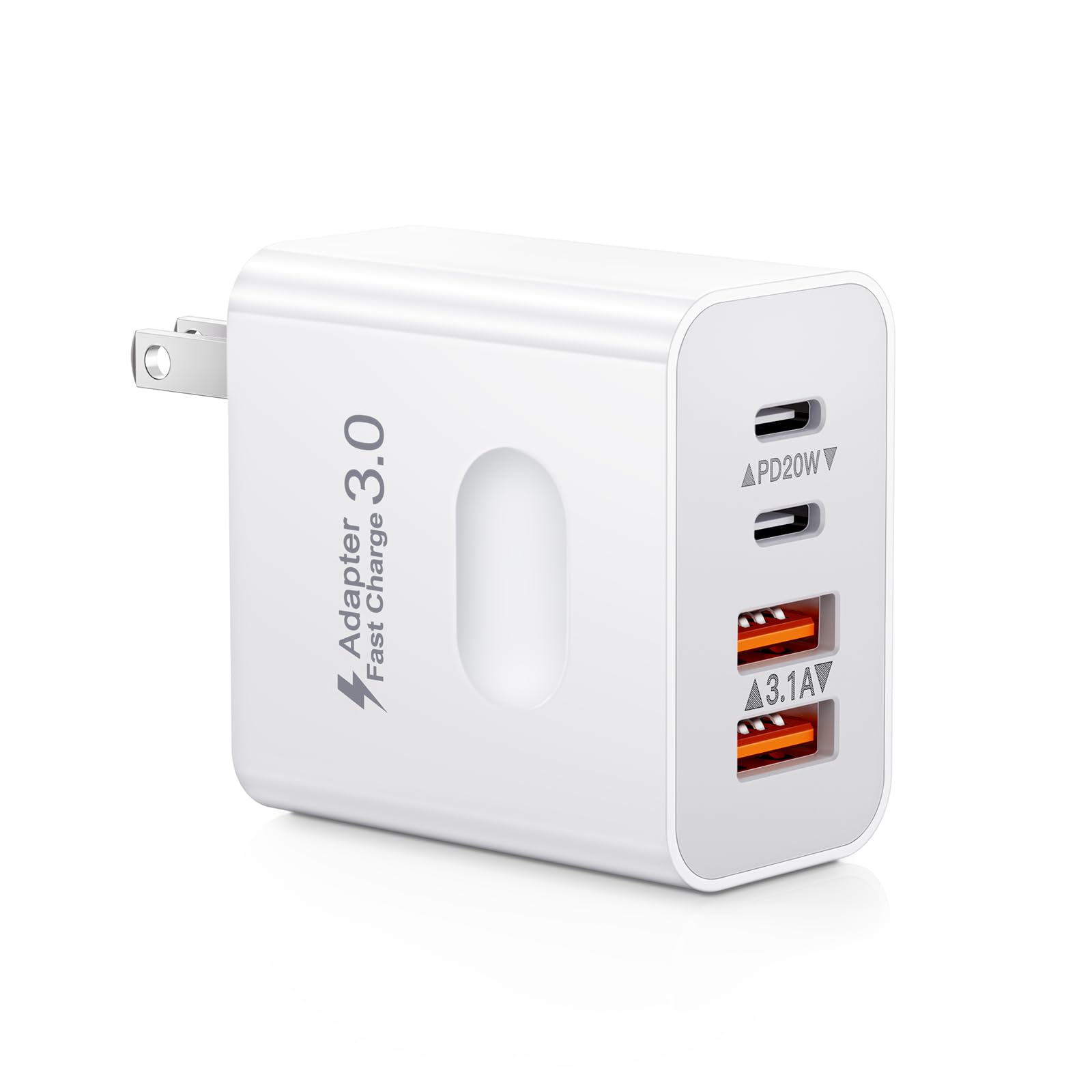 40W 4-Port USB C Fast Charger Block - Dual USB-C & Dual USB Wall Charger Adapter for iPhone 15/14/13/12/11 Pro Max/XS/XR, iPad, Samsung Galaxy - Perfect for Home, Office & Travel Charging Multiple Devices Simultaneously