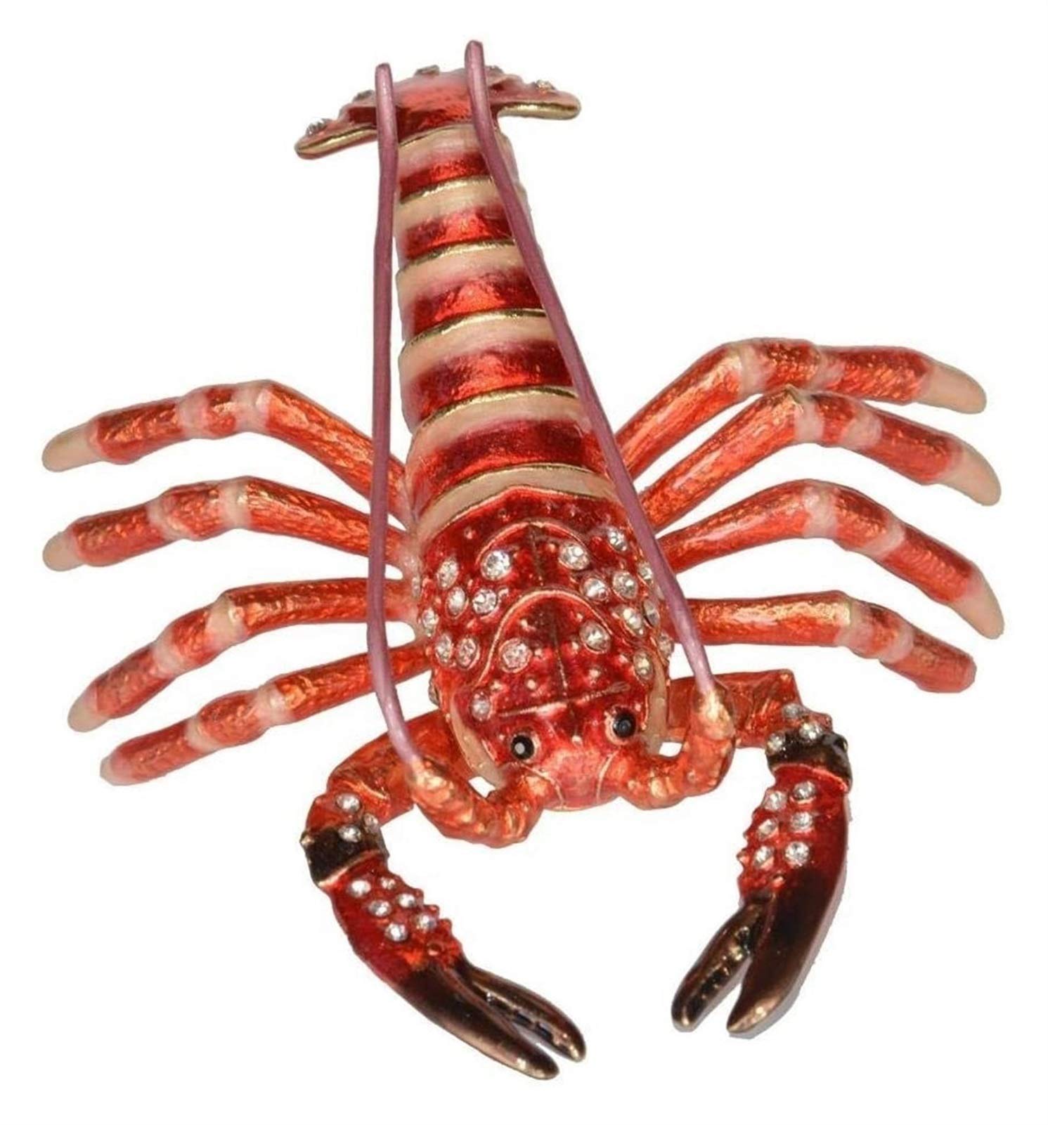 Crystal Inlaid Lobster Sculpture Jewelry Box - Marine Life Home Decor, Handcrafted Figurine for Desktop Display, Gift for Collectors & Ocean Lovers | Perfect for Beach House Decor, Coastal Theme Rooms & Unique Gift Giving