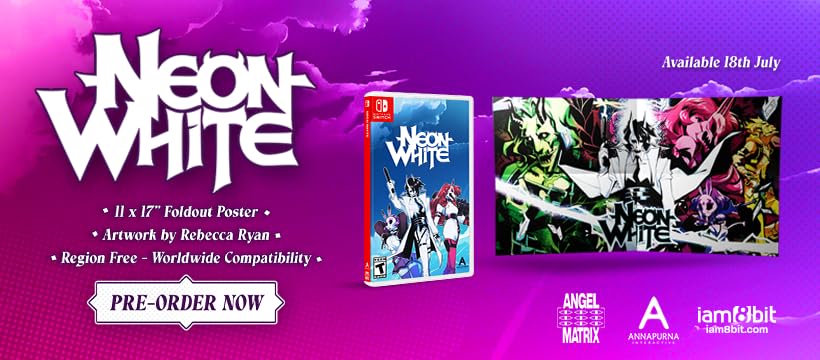 Neon White - Nintendo Switch Game | Action-Packed First-Person Shooter with Parkour & Card Mechanics | Perfect for Solo & Multiplayer Gaming Sessions