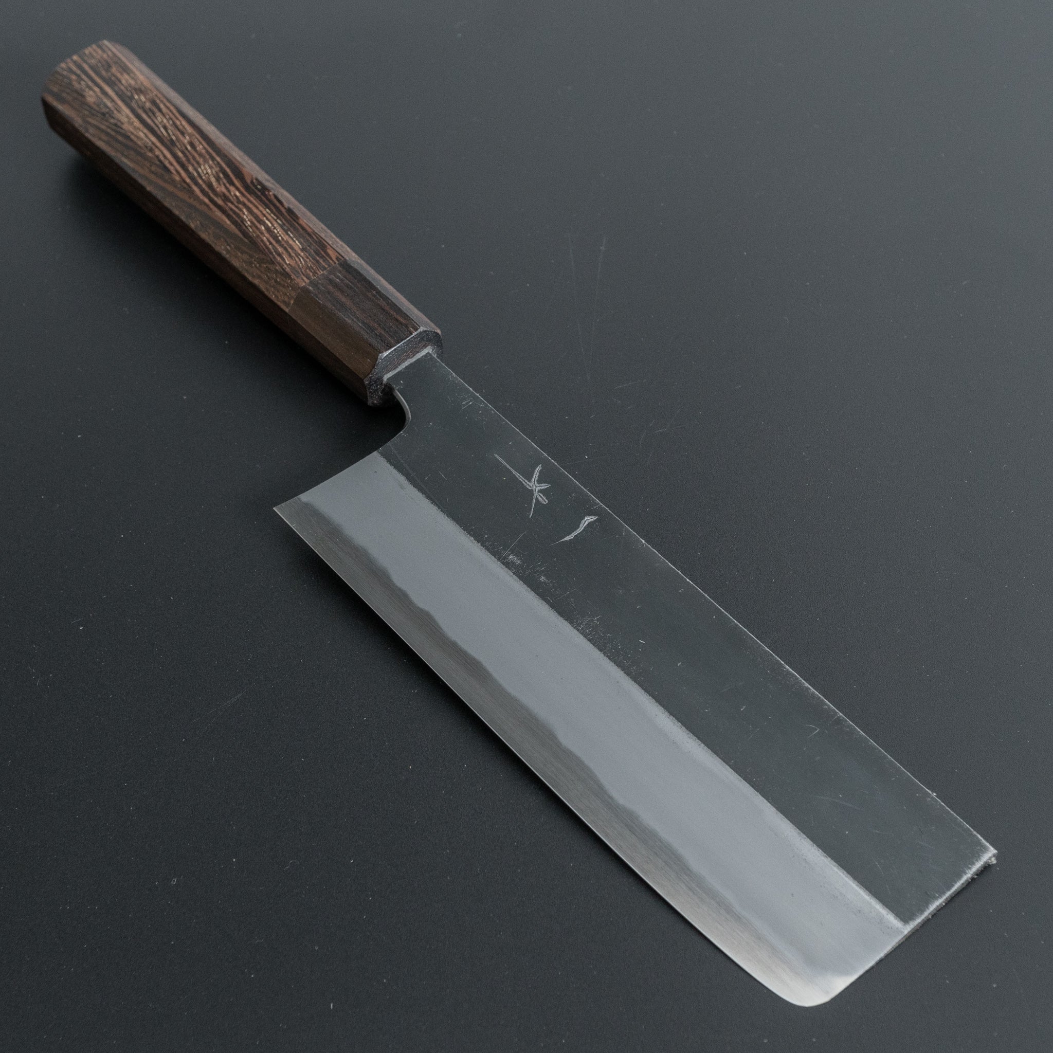 Hitohira Togashi White #2 Kurouchi Nakiri Knife - Japanese Carbon Steel Kitchen Knife with Tagayasan Wood Handle - Perfect for Slicing Vegetables, Herbs & Sushi Prep