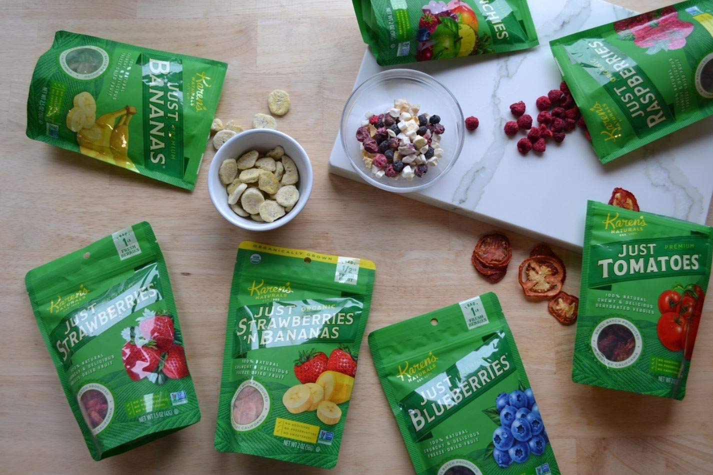 Karen's Naturals Just Strawberries 'N Bananas - 2oz All Natural Freeze Dried Fruit Snacks | Vegan, Gluten Free, No Additives, No Preservatives, No Added Sugar | Perfect for Lunchboxes, Hiking, Travel & Healthy On-the-Go Snacking