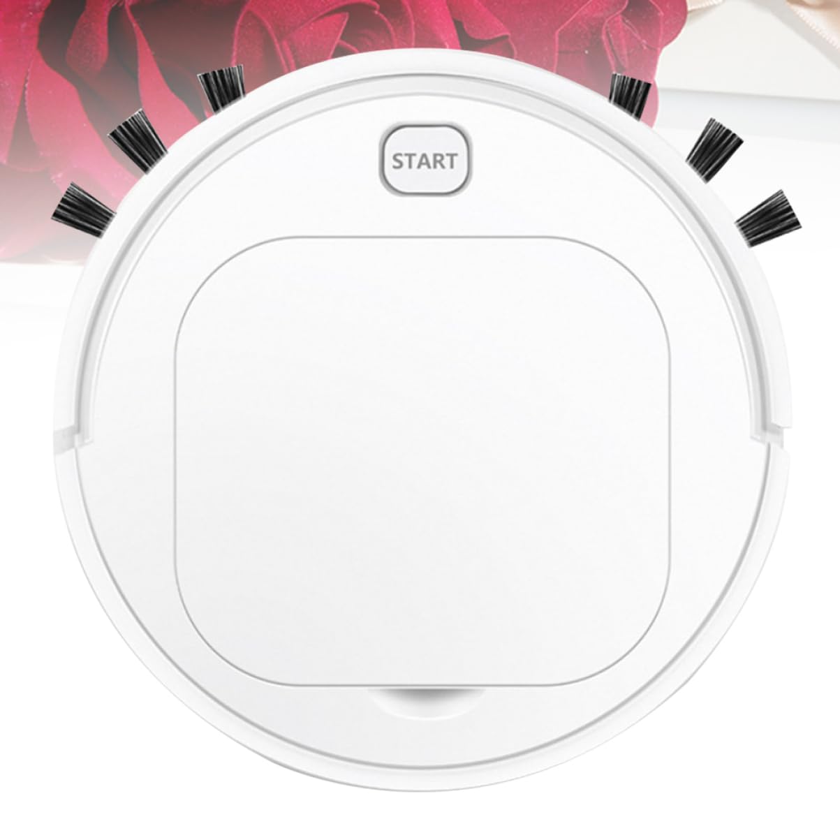 IMIKEYA Rechargeable Robotic Vacuum Cleaner for Hard-to-Reach Areas - Low Noise, Long-Lasting Performance - Ideal for Home, Dorm, Office & Pet Hair Cleaning (White)
