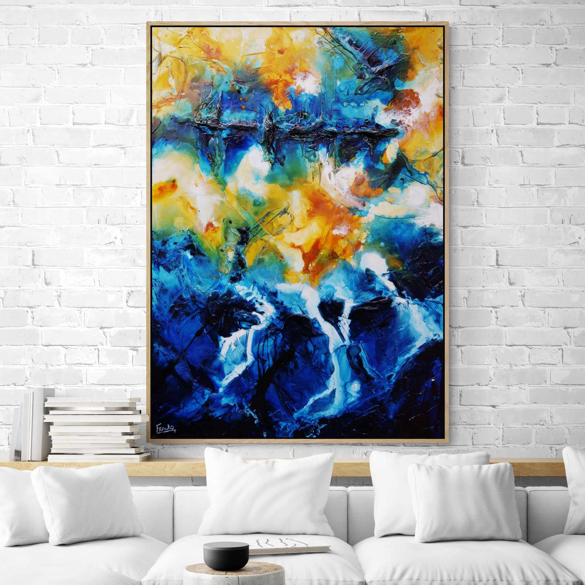 Serenade Beach 140cm x 100cm Blue Sienna Textured Abstract Canvas Art - Modern Wall Decor for Living Room, Bedroom & Office