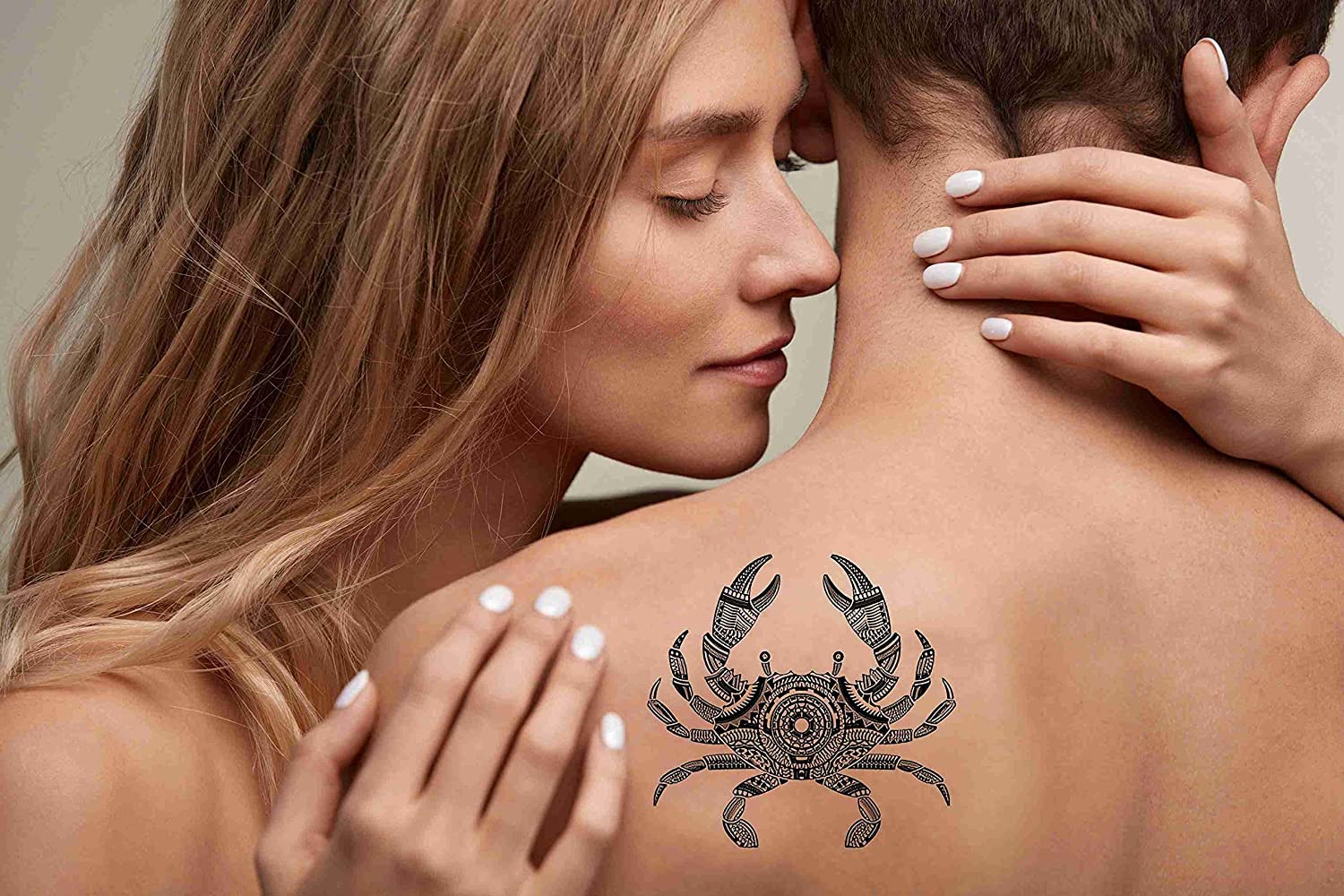 Artsure 6-Pack Temporary Fake Tattoos for Men & Women - Maori Style Crab Head Design for Neck, Arm, Chest - 3.7x3.7 Inch - Perfect for Parties, Halloween, Costumes & Body Art