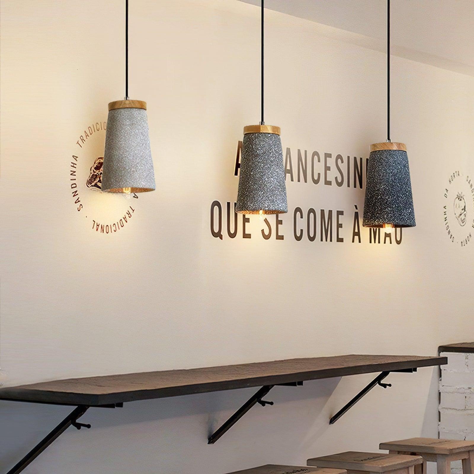Modern Coburg Wood & Cement Pendant Light - Industrial Farmhouse Ceiling Fixture for Kitchen Island, Dining Room, or Living Room Decor