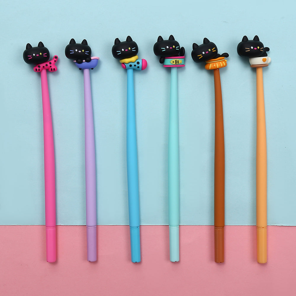 Black Cat Wiggle Gel Pen - Smooth Writing Gel Ink Pens for School, Office & Note Taking - Fun Wiggling Cat Design for Kids & Adults - Perfect for Journaling, Drawing & Gifts