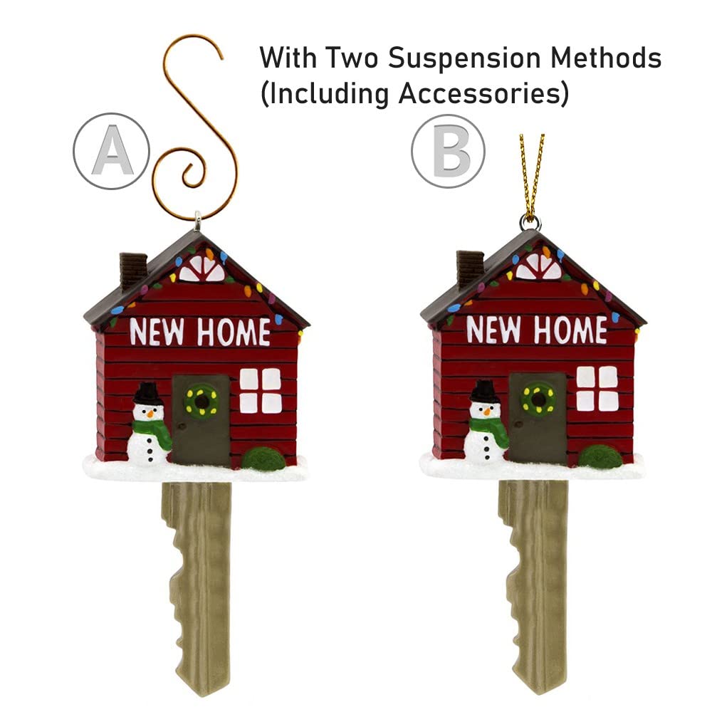 2024 Hand Painted Resin Home Key Ornament - First Home Gift, Christmas Tree Keepsake for New Homeowners, Housewarming & Moving in Together - Perfect for New House Decor, Holiday Decorations & Anniversary Gifts