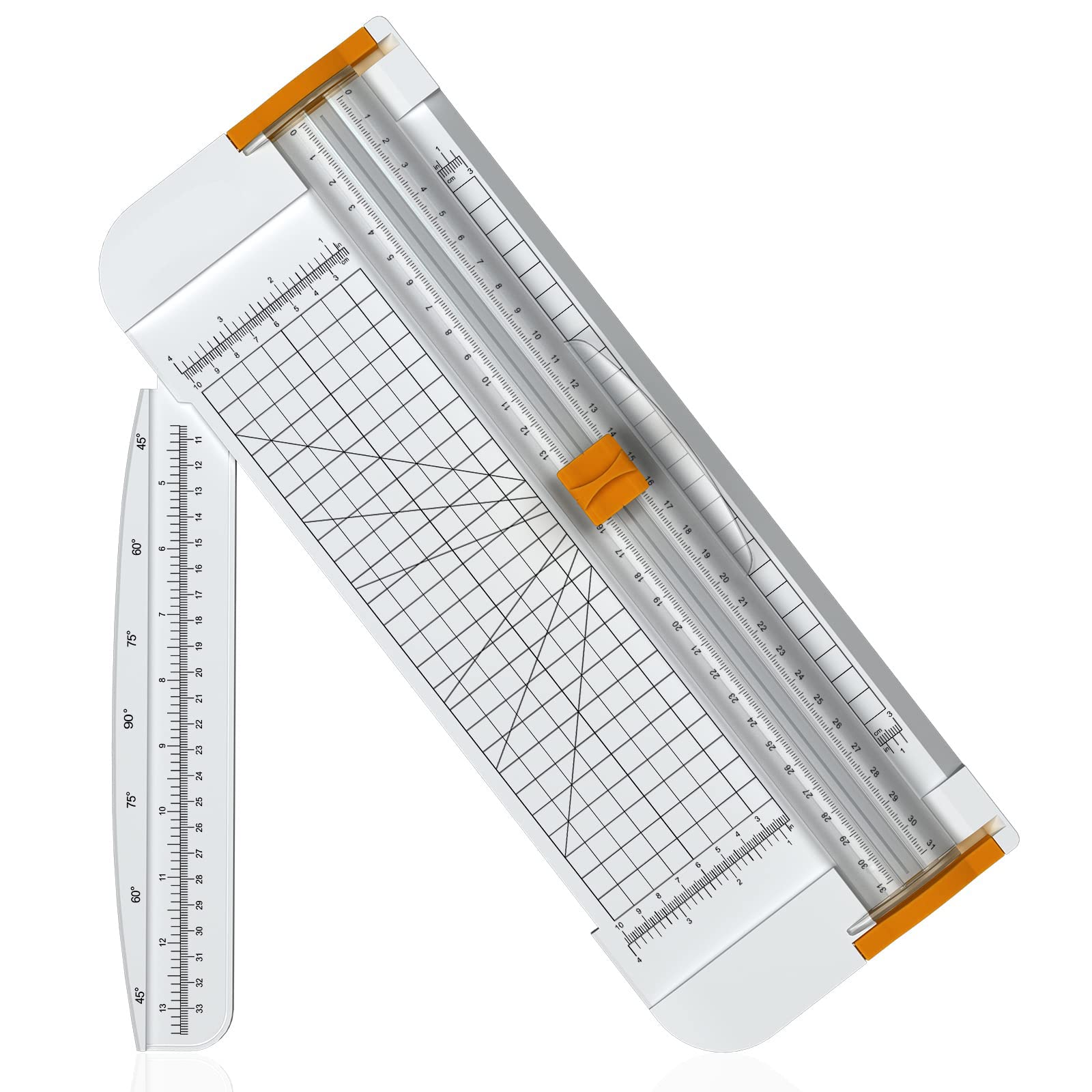 12 Inch Titanium Paper Trimmer with Automatic Safety Guard - Precision Paper Cutter for Scrapbooking, A4, Craft Paper, Labels, Photos & Cardstock | Perfect for Office, School, Crafting & DIY Projects (White)