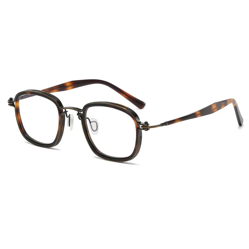 Unisex Black Titanium Acetate Square Full Rim Eyeglasses Frame 45863 - Stylish & Durable for Work, Reading & Everyday Wear