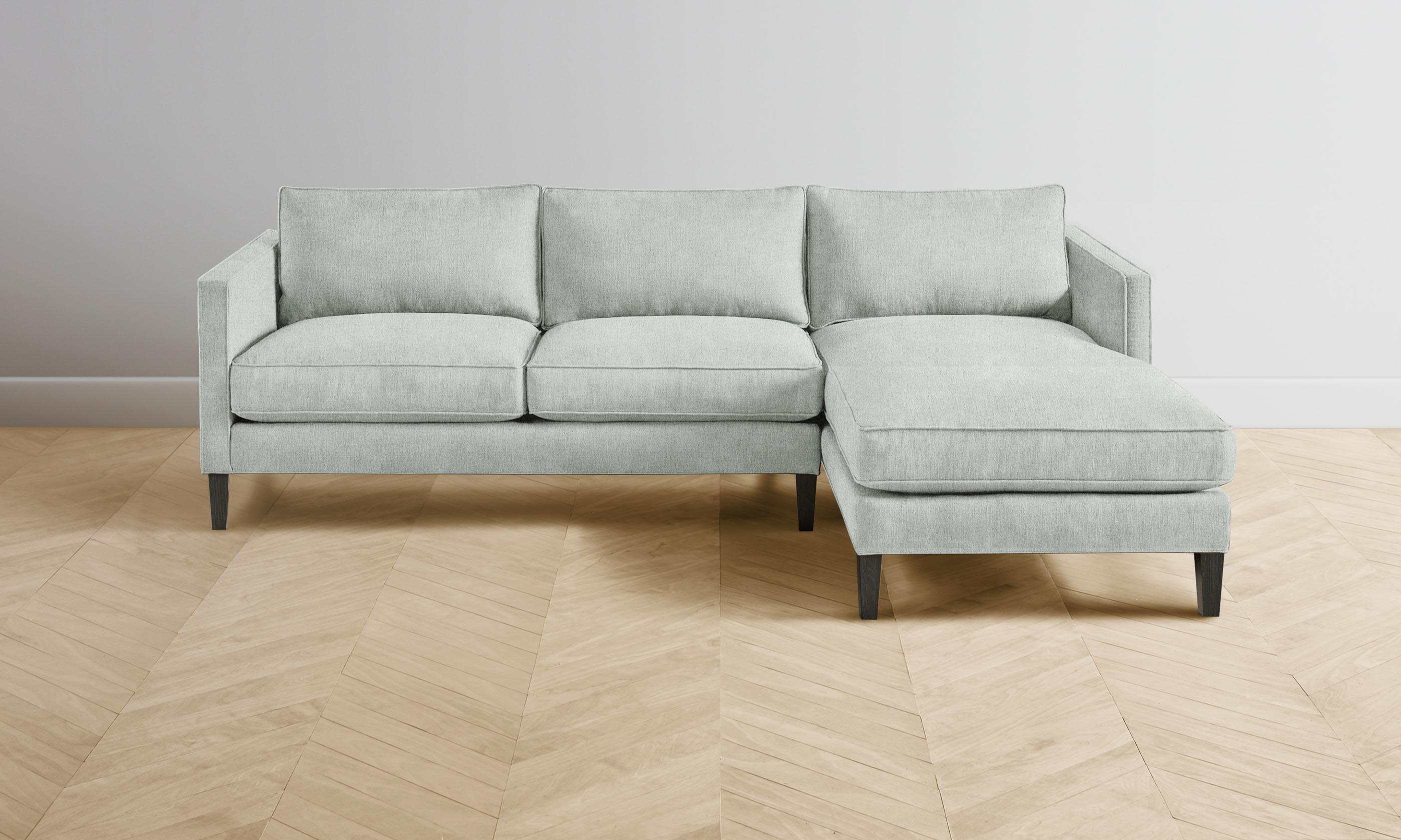 Premium Crosby Sectional Sofa with Performance Mélange Weave in Seaglass Color - Perfect for Modern Living Rooms & Coastal Home Decor