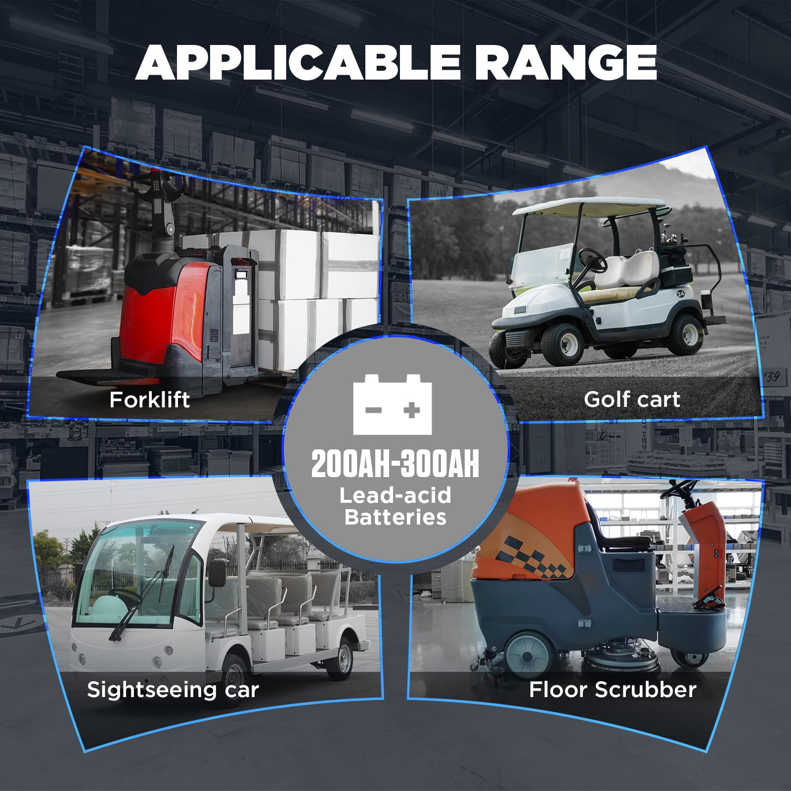 AUTOOL 24V 30A Smart Forklift Battery Charger - Fully Automatic for Electric Pallet Jacks, Forklifts & Club Cars - LCD Display & Cooling Fan - Ideal for 200AH-300AH Lead-Acid Batteries - Perfect for Warehouses, Distribution Centers & Industrial Charging Stations