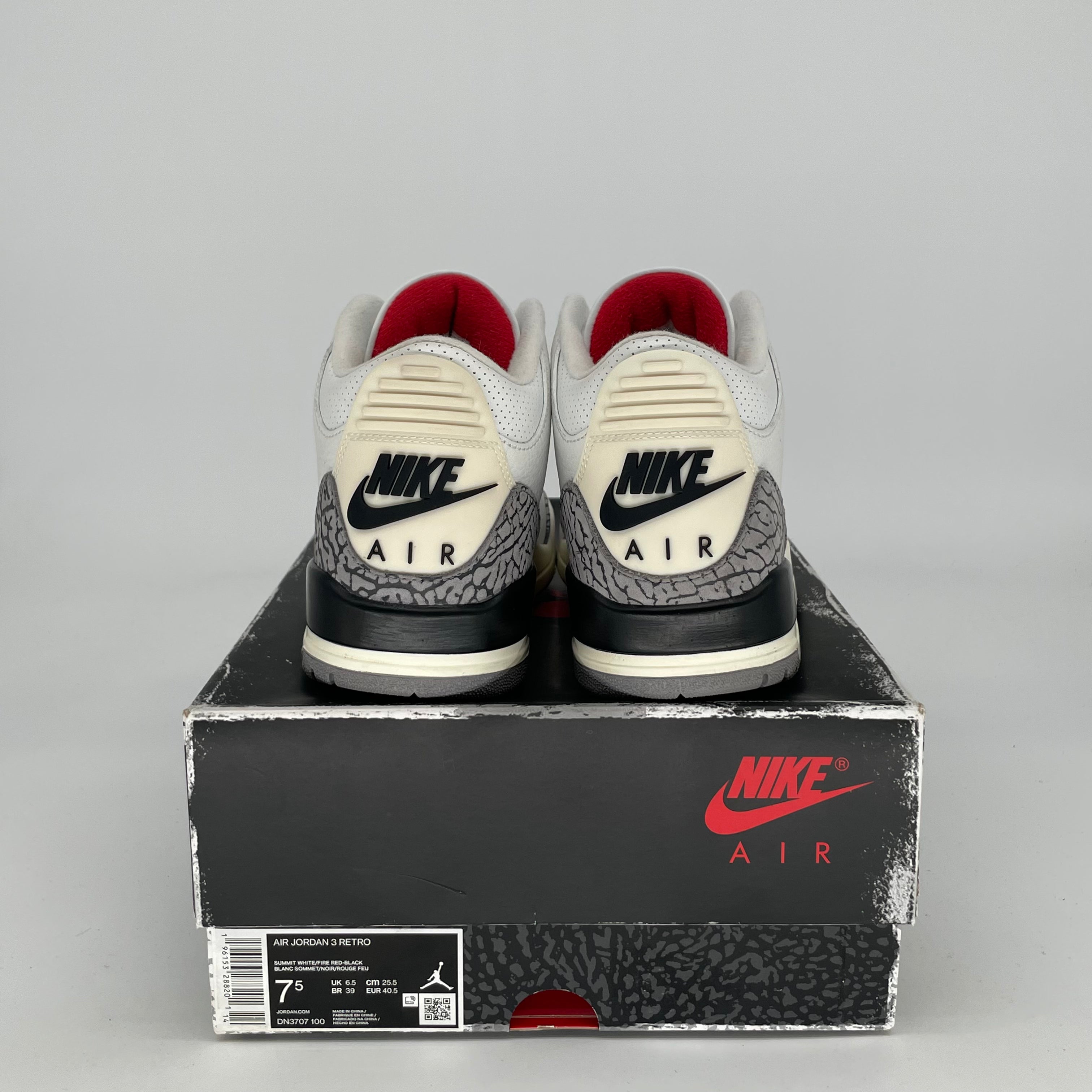 AIR JORDAN 3 White Cement Reimagined Retro Sneakers - Men's Size 7.5/Women's Size 9 (DN3707-100) - Authentic Basketball Shoes for Streetwear & Casual Outfits