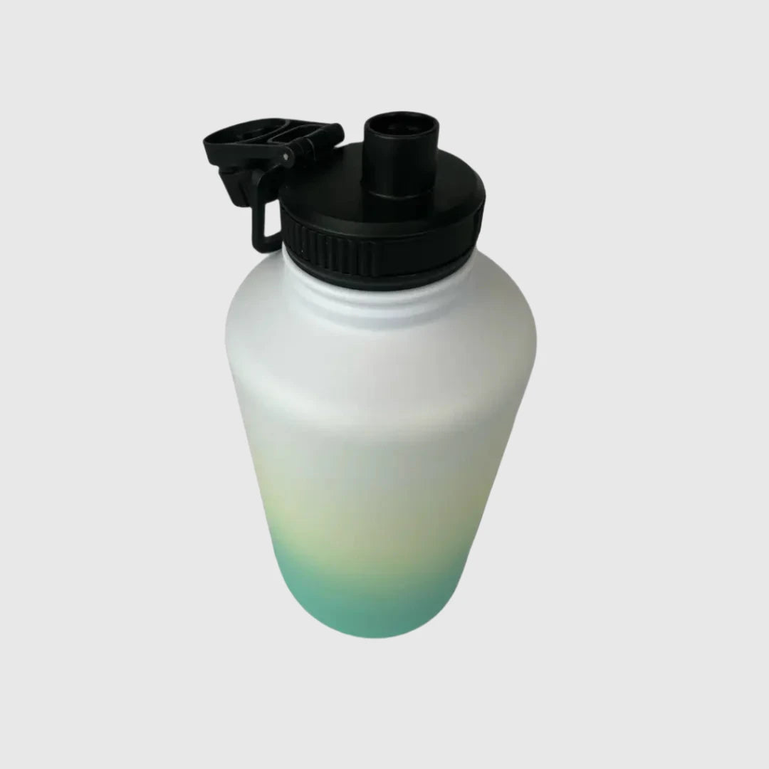 Premium Ocean Aqua Insulated Water Bottle 1.9L (64oz) - Stainless Steel Vacuum Flask with Leakproof Lid - Keep Drinks Cold 24Hrs/Hot 12Hrs - Perfect for Gym, Hiking, Camping & Outdoor Activities