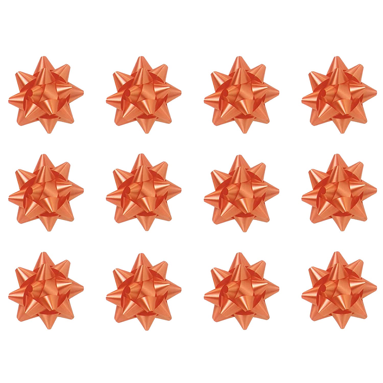 Orange Decorative Star Gift Bows 3.75 Inch - 12 Pack | Perfect for Christmas Wrapping, Party Decorations & DIY Crafts | PMU Premium Quality
