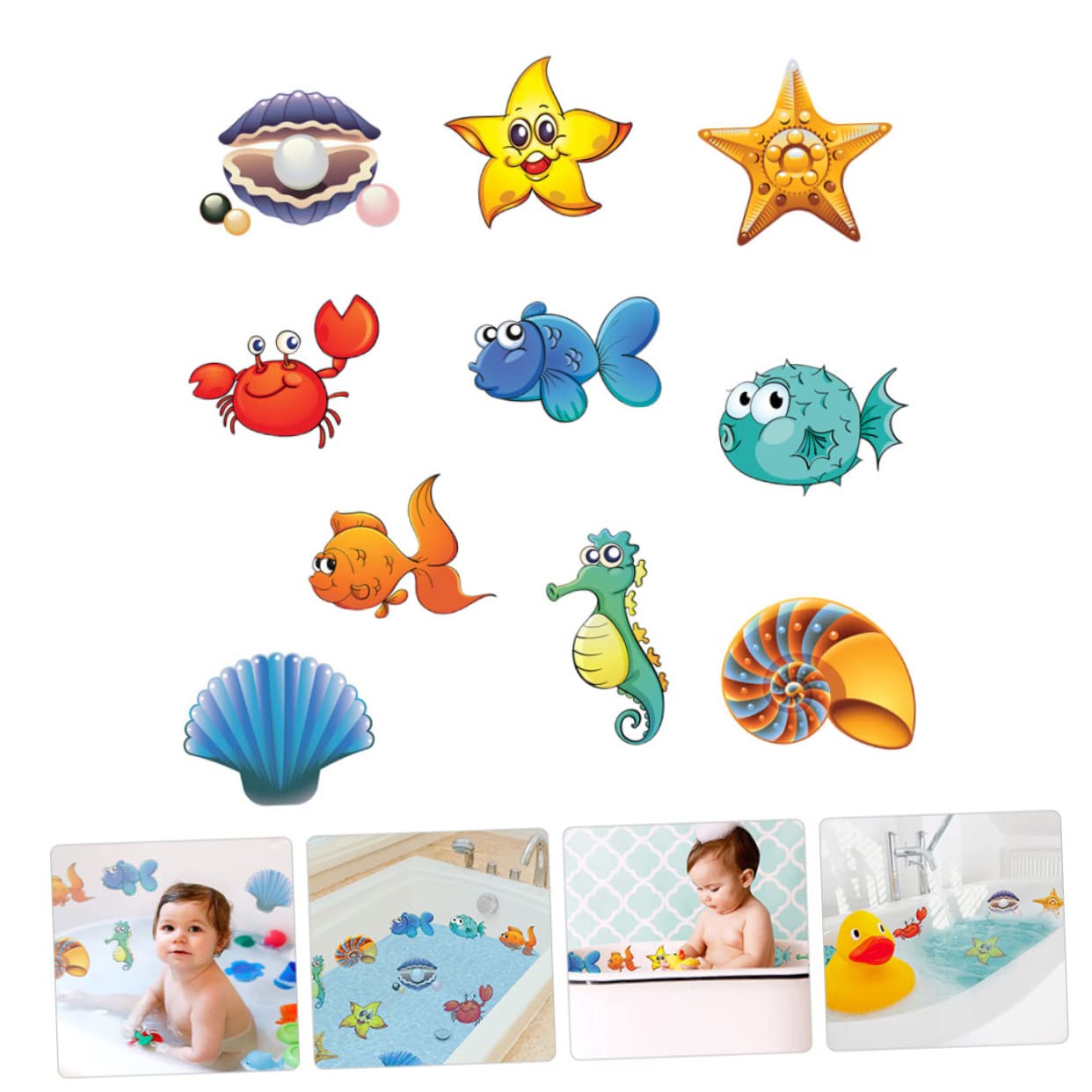 HEMOTON 4 Pack Waterproof Bathroom Wall Decals - Fun PVC Bathtub Stickers for Kids Boys & Girls - DIY Shower Tile Decor for Nursery, Playroom & Bathroom Makeover