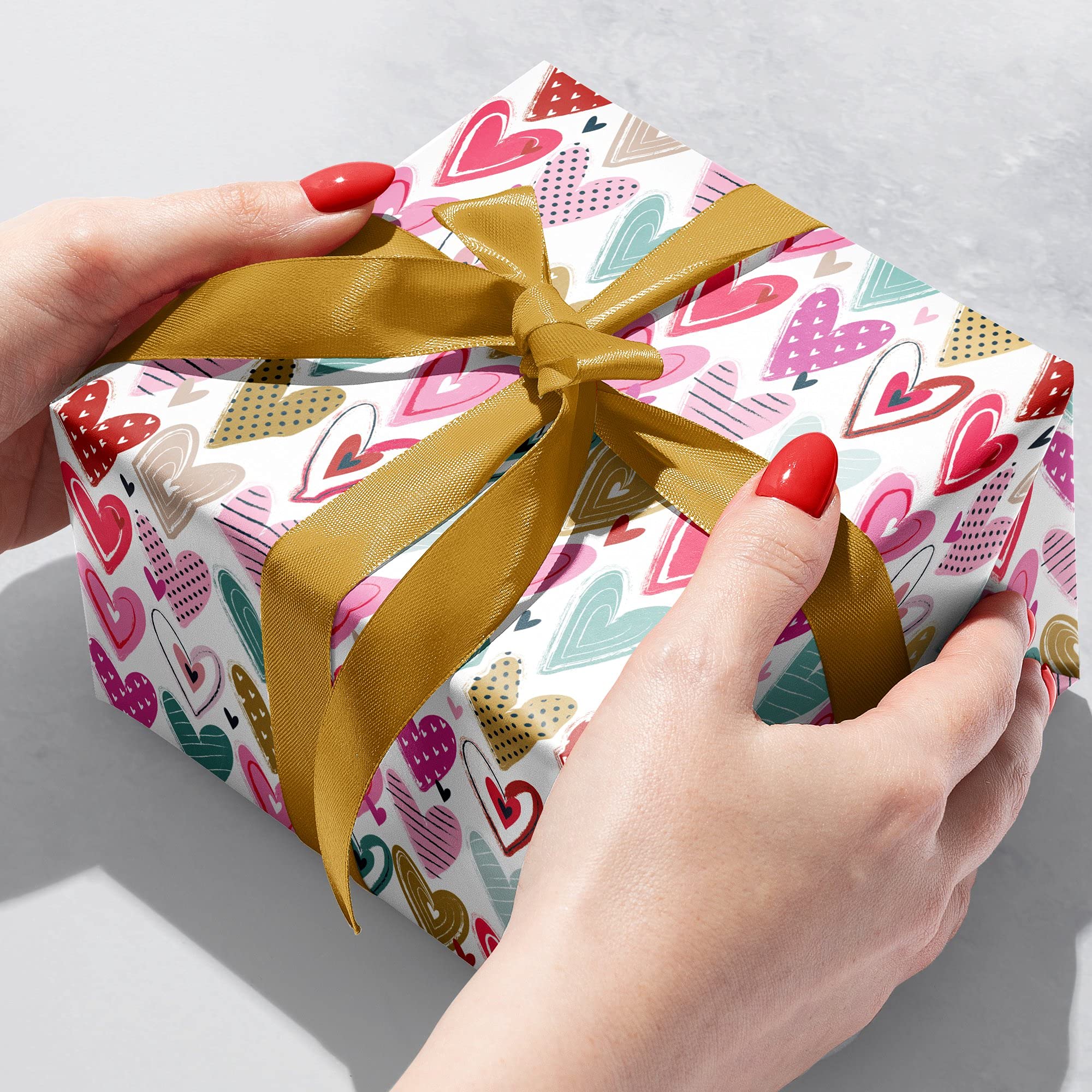 Jillson Roberts Bulk Valentine Gift Wrapping Paper - 833 Feet x 24 Inches, Pretty Hearts Design, Premium Quality for Holiday Gifts, Party Decorations & Craft Projects