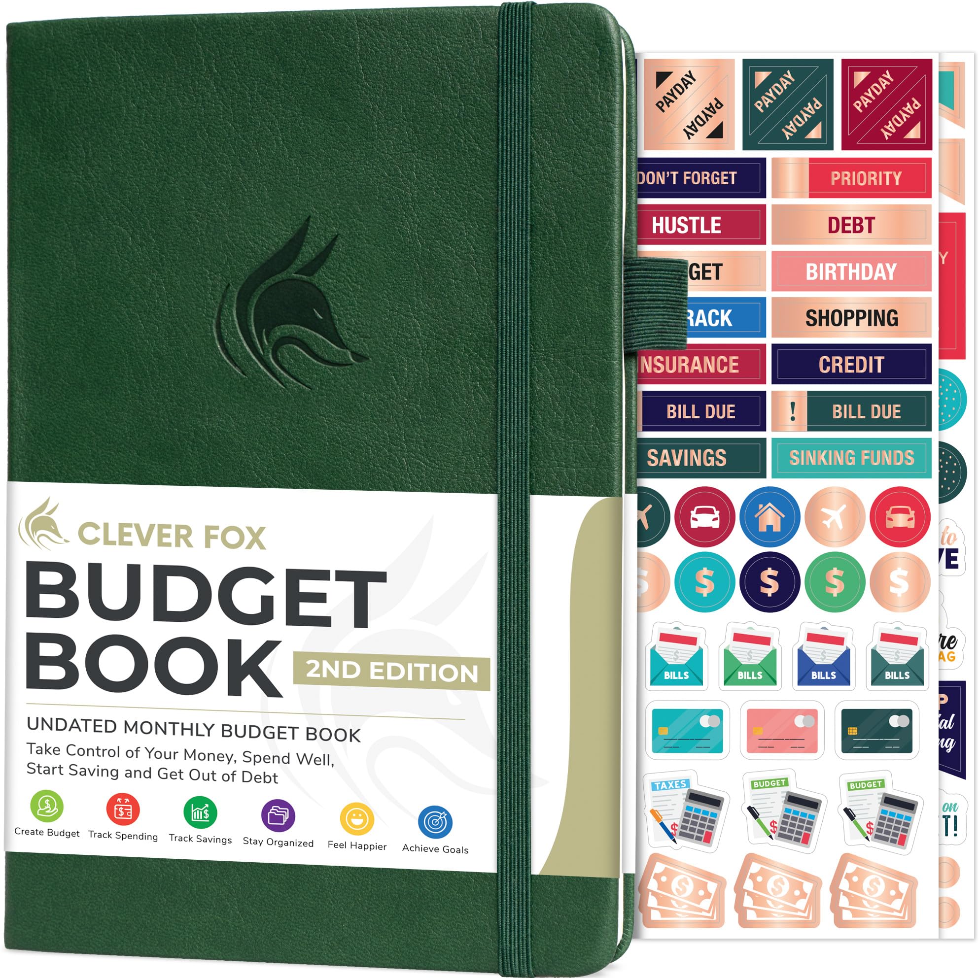 Clever Fox Budget Book 2.0 - Financial Planner for Beginners with Expense Tracker | Personal Finance & Bill Management (Dark Green)