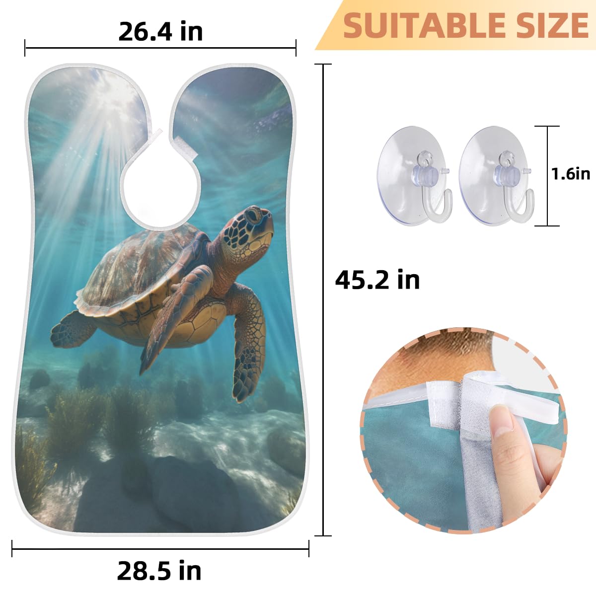 Men's Sea Turtle Beard Shaving Bib - Waterproof Hair Dye & Makeup Apron for Barbers, Stylists & Home Grooming - Sink Hair Catcher for Beard Trimming & Haircutting - Perfect Salon & Home Use Accessory