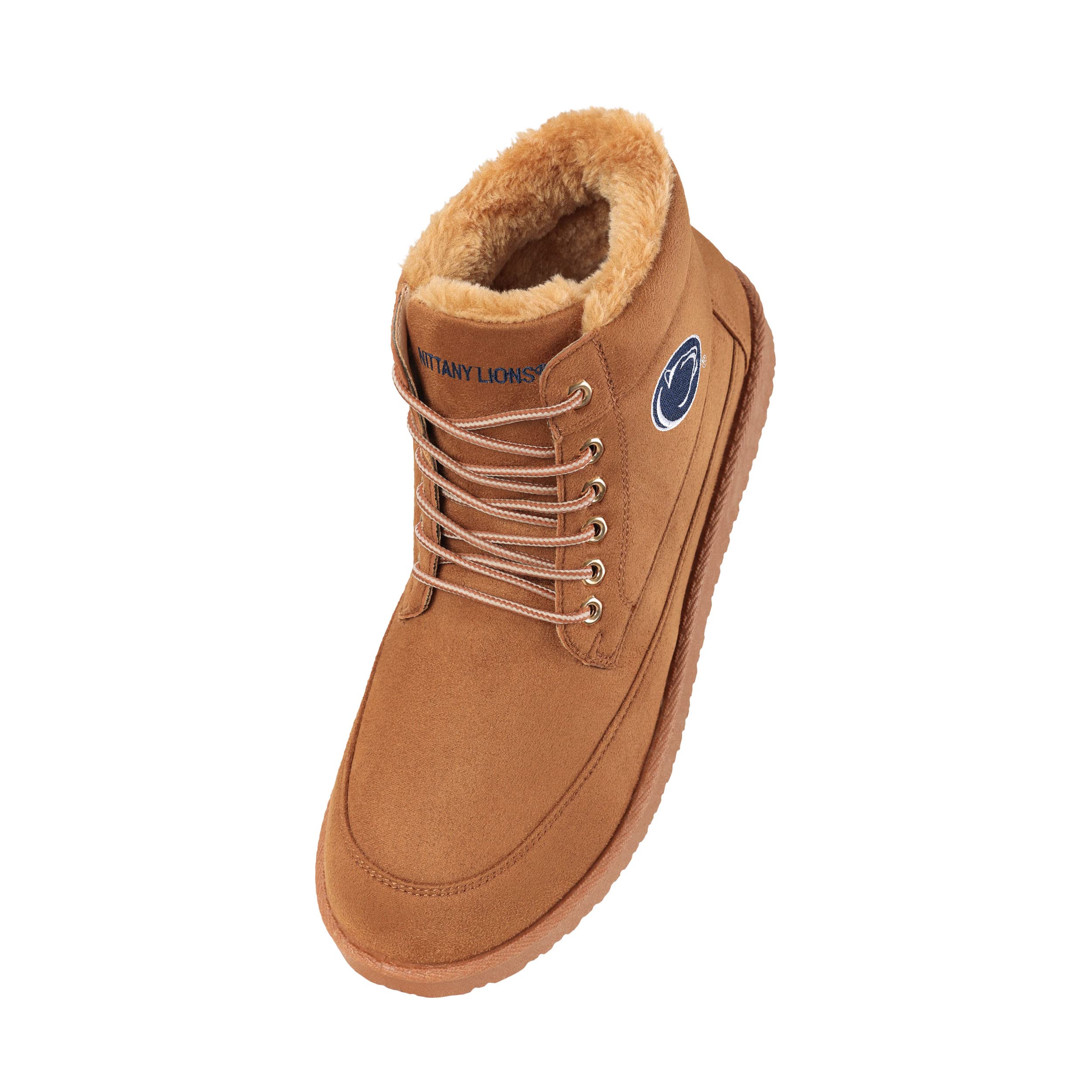 FOCO Penn State Brown High Top Moccasin Shoes for Men - Size 12 | Comfortable Slip-On Loafers for College Football Fans, Casual Wear & Indoor/Outdoor Use