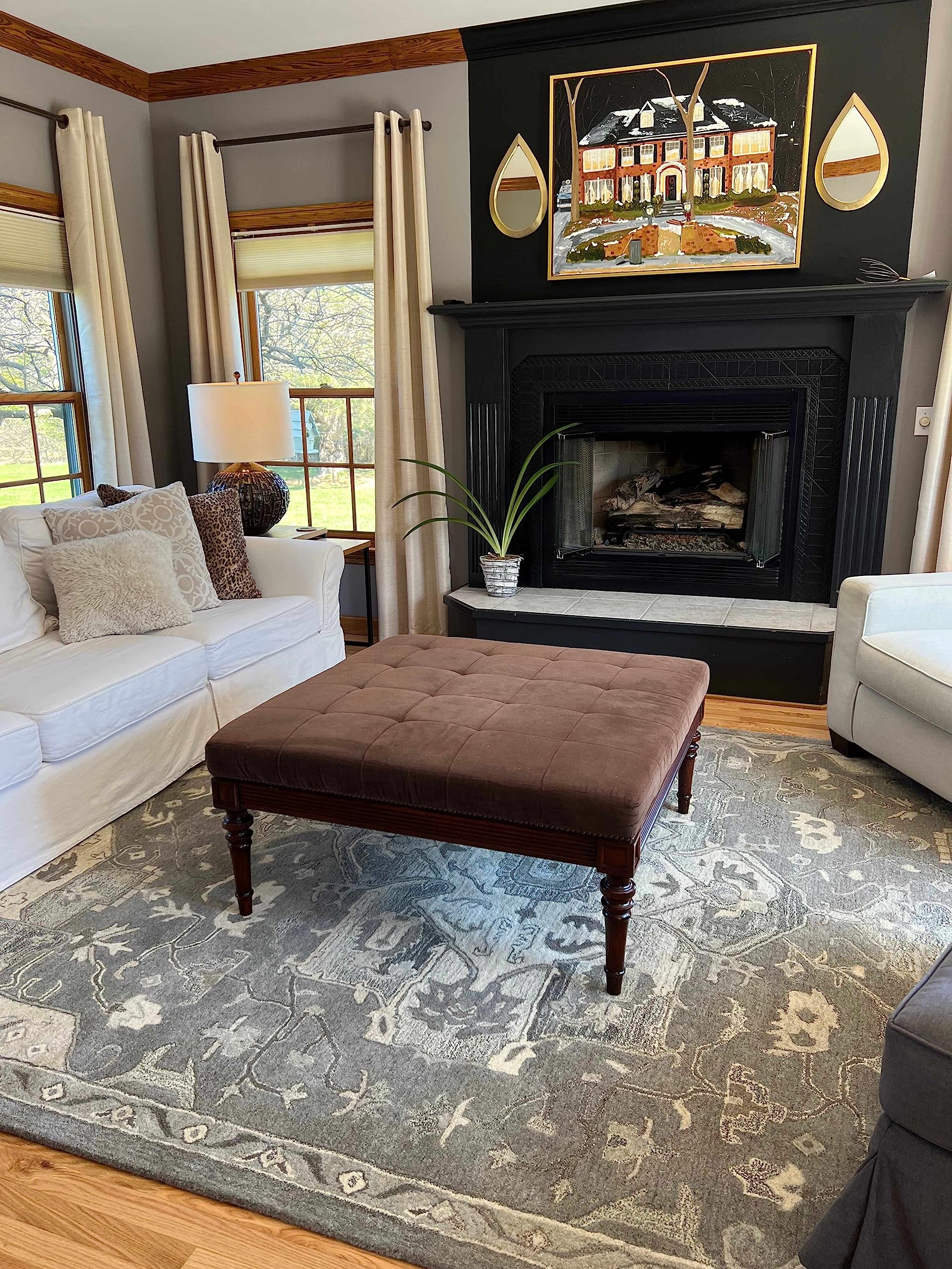 Hauteloom Hamshire Wool Area Rug - Traditional Gray, Black, Brown - 8' x 11' - Soft & Durable for Living Room, Bedroom, Office - Perfect for Home Decor & Cozy Spaces