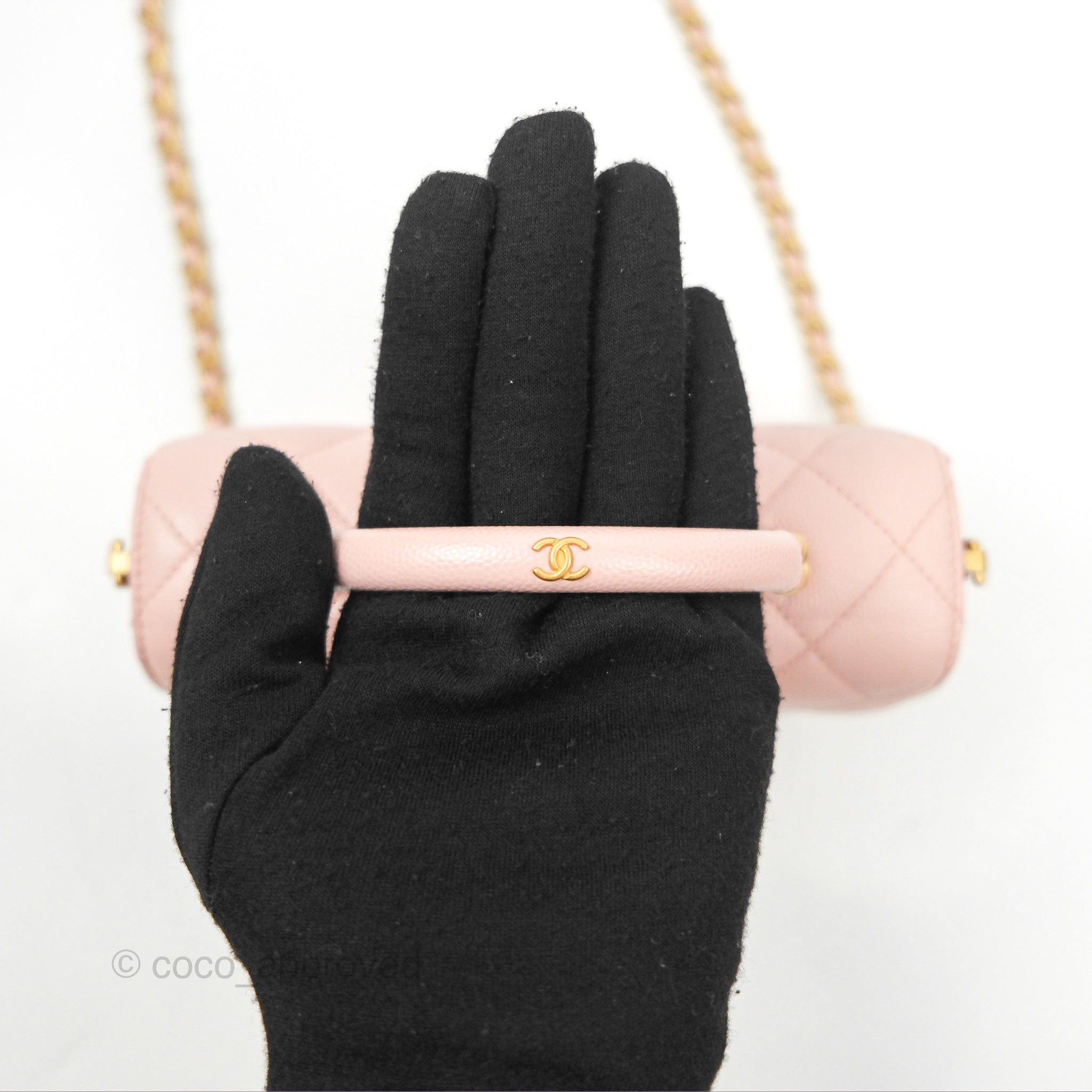 Chanel Carry Me Top Handle Flap Bag Pink Caviar Leather with Aged Gold Hardware - Perfect for Date Night & Special Occasions
