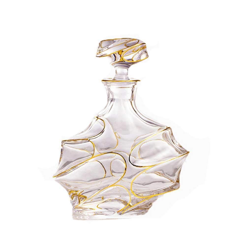 Lead-Free Crystal Glass Decanter with Airtight Geometric Stopper - 900ml Whiskey & Wine Decanter for Bourbon, Brandy, Liquor, Juice | Italian Crafted Premium Glass | Perfect for Home Bar, Gifts & Entertaining