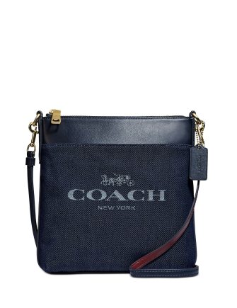 Coach Denim Jacquard Kitt Crossbody Bag - Stylish Women's Designer Handbag for Everyday Use, Work & Travel | Premium Leather & Jacquard Fabric