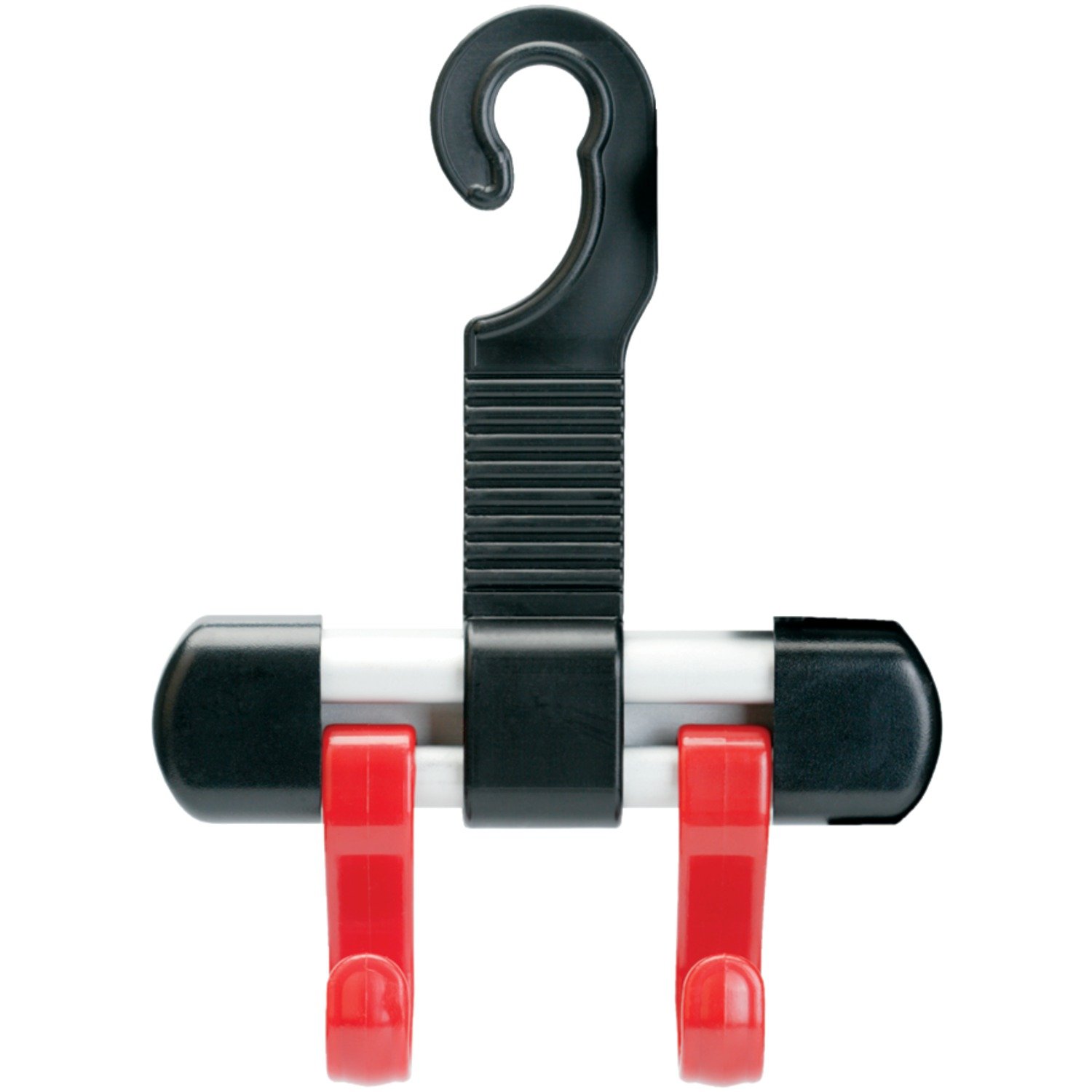 Maxsa 20058 Headrest Hanger with 2 Heavy-Duty Hooks - Perfect for Bags, Purses & Car Storage Organizer (Black & Red) - Ideal for Road Trips, Shopping & Daily Commute