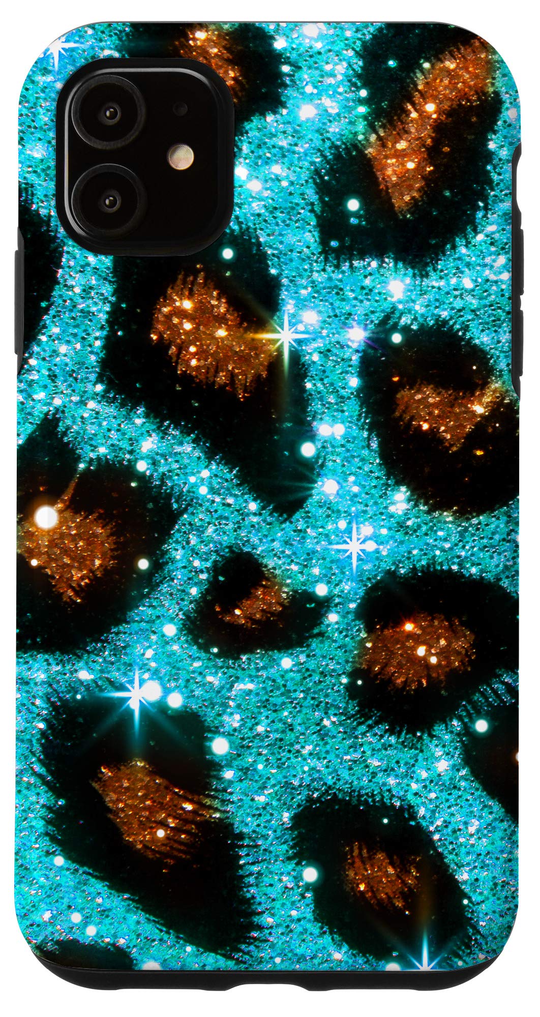 Vintage 1980s Blue Leopard Print iPhone 11 Case - Cheetah Pattern Phone Cover for Women & Men - Trendy Protective Case for Daily Use, Travel & Fashion Accessory
