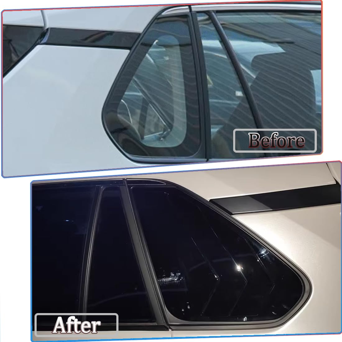 MUXEE 2Pcs ABS Side Vent Window Louvers for Toyota RAV4 2019-2024 | Sporty Exterior Trim Accessories | Bright Black Decorative Covers | Enhances Vehicle Style & Aerodynamics
