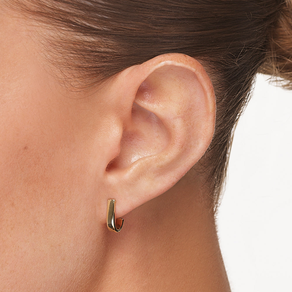 10k Gold Plain Half Huggie Stud Earrings for Women - Minimalist Everyday Jewelry for Work, Date Night & Special Occasions
